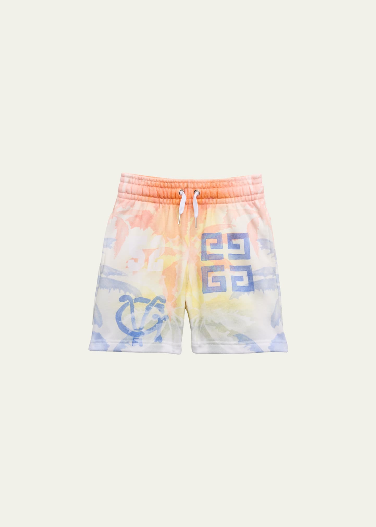 Shop Givenchy Boy's 4g Multicolor Printed Fleece Shorts