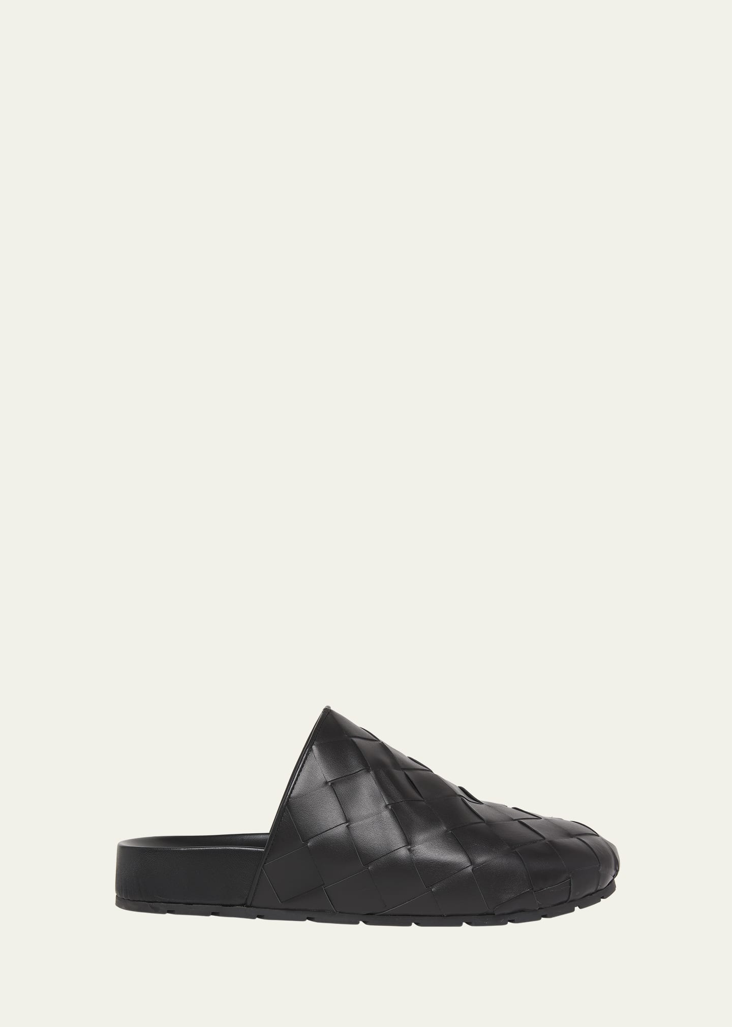 Shop Bottega Veneta Men's Reggie Woven Leather Mule Clogs In Black