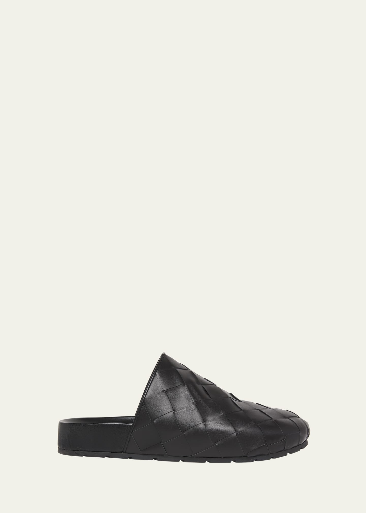 Bottega Veneta Mens Reggie Woven Leather Clog Blac In Black