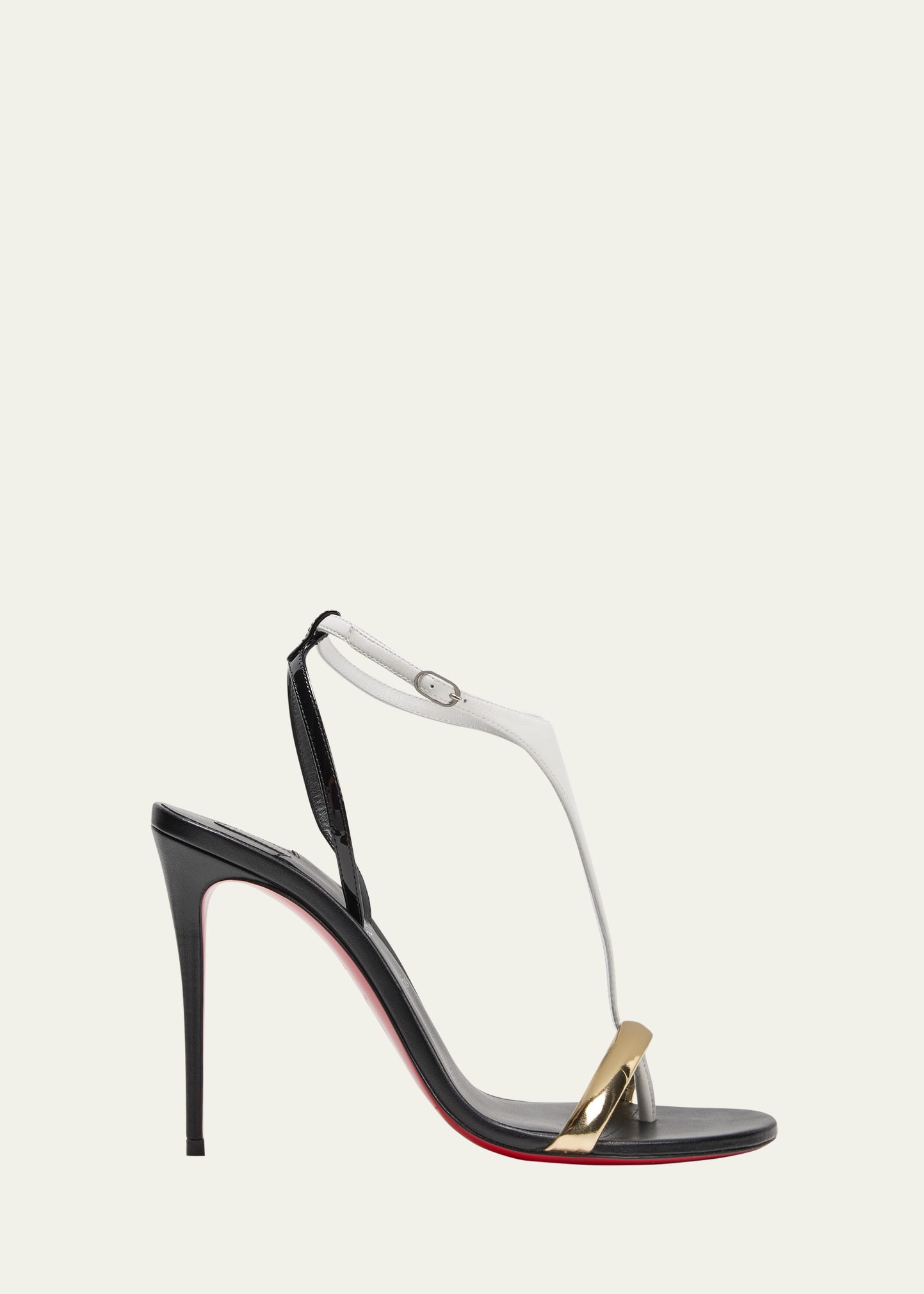 Shop Christian Louboutin Athina Colorblock T-strap Red Sole Sandals In Multi