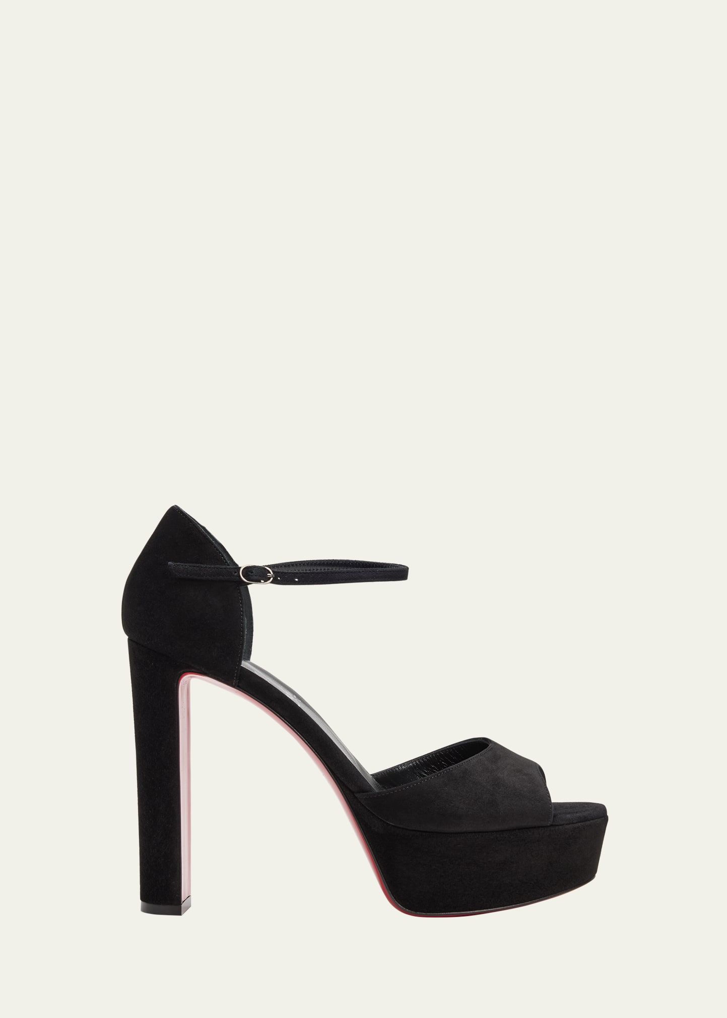 CHRISTIAN LOUBOUTIN SANDALOO SUEDE RED SOLE PLATFORM SANDALS 