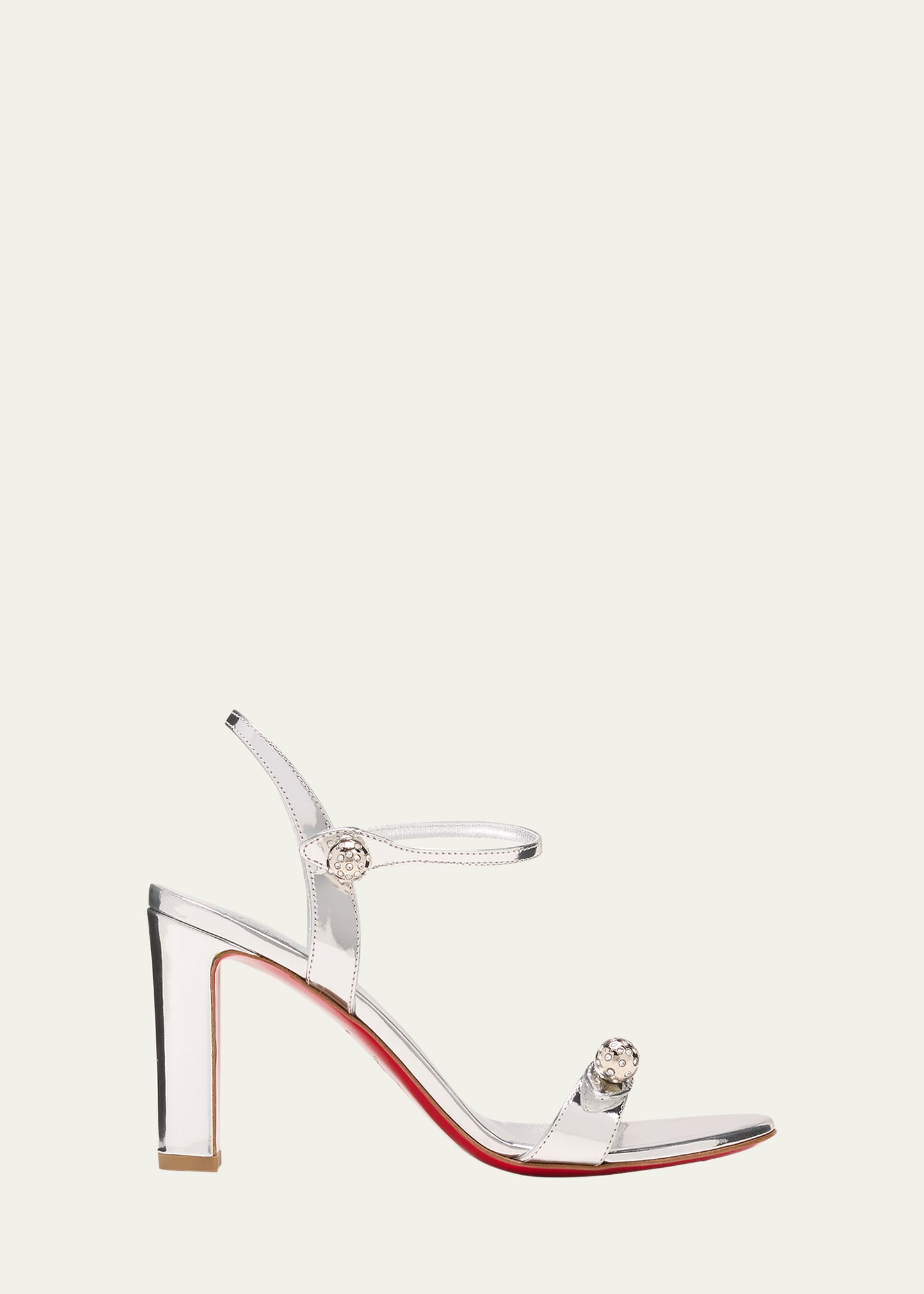 Christian Louboutin Atmospheria Metallic Sphere Red Sole Sandals In White