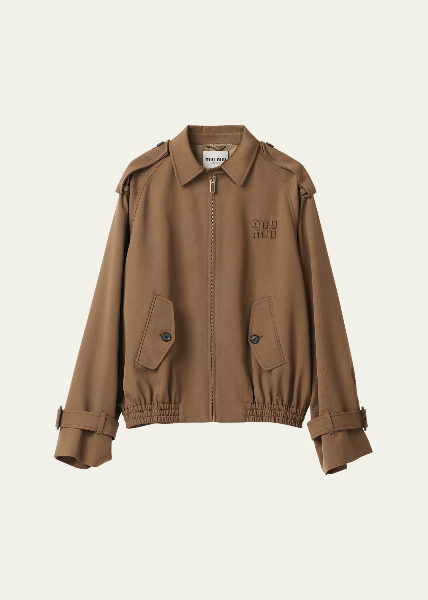 Wool Gabardine Oversized Bomber Jacket