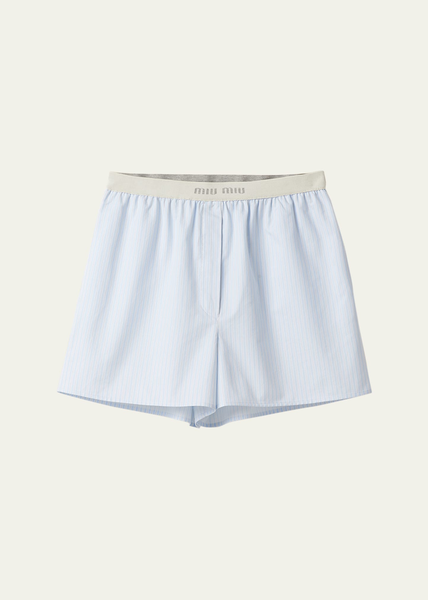 Shop Miu Miu Cotton Stripe Boxer Shorts In F0x24 Cielo Bianc