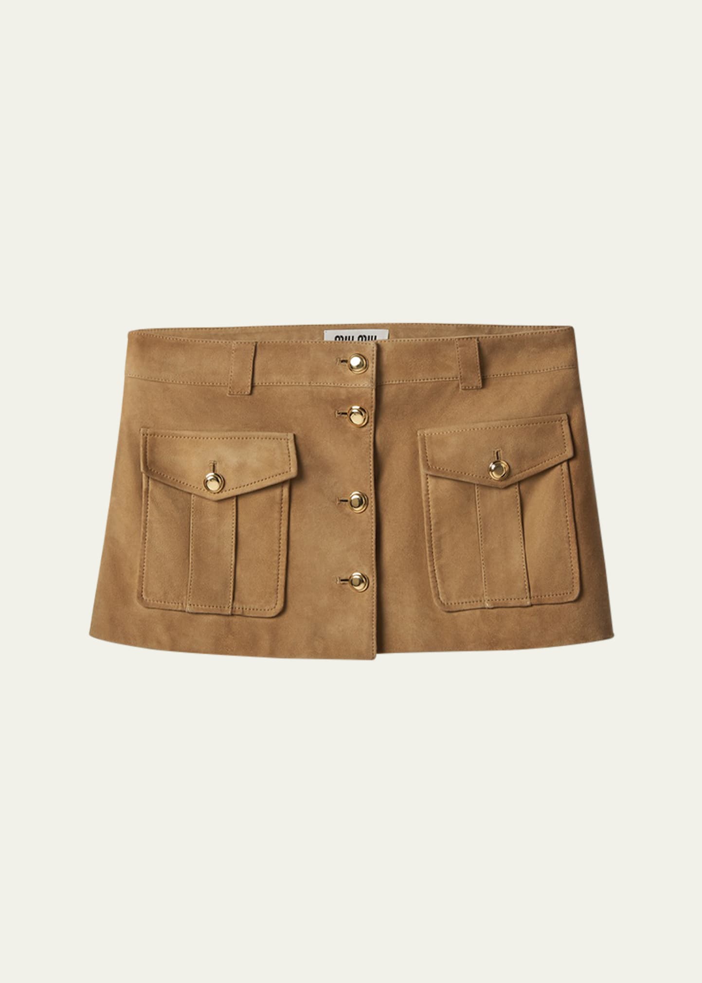 Miu Miu Suede Low-waist Mini Skirt In Brown