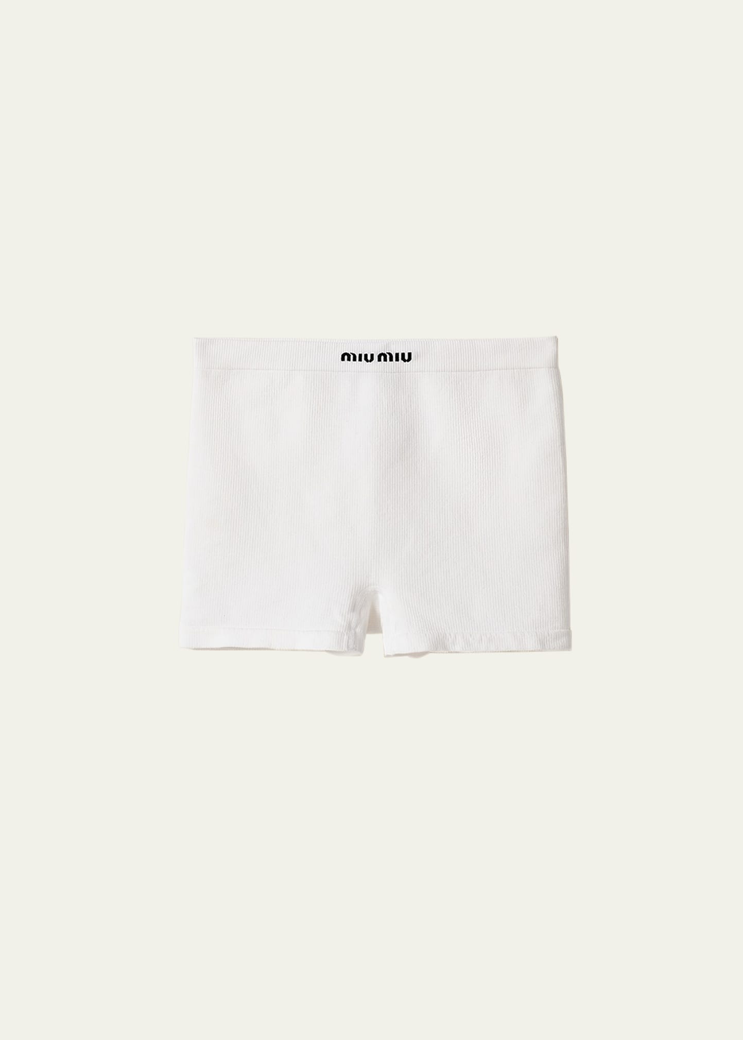 Miu Miu Seamless Ribbed Cotton Boxers In White