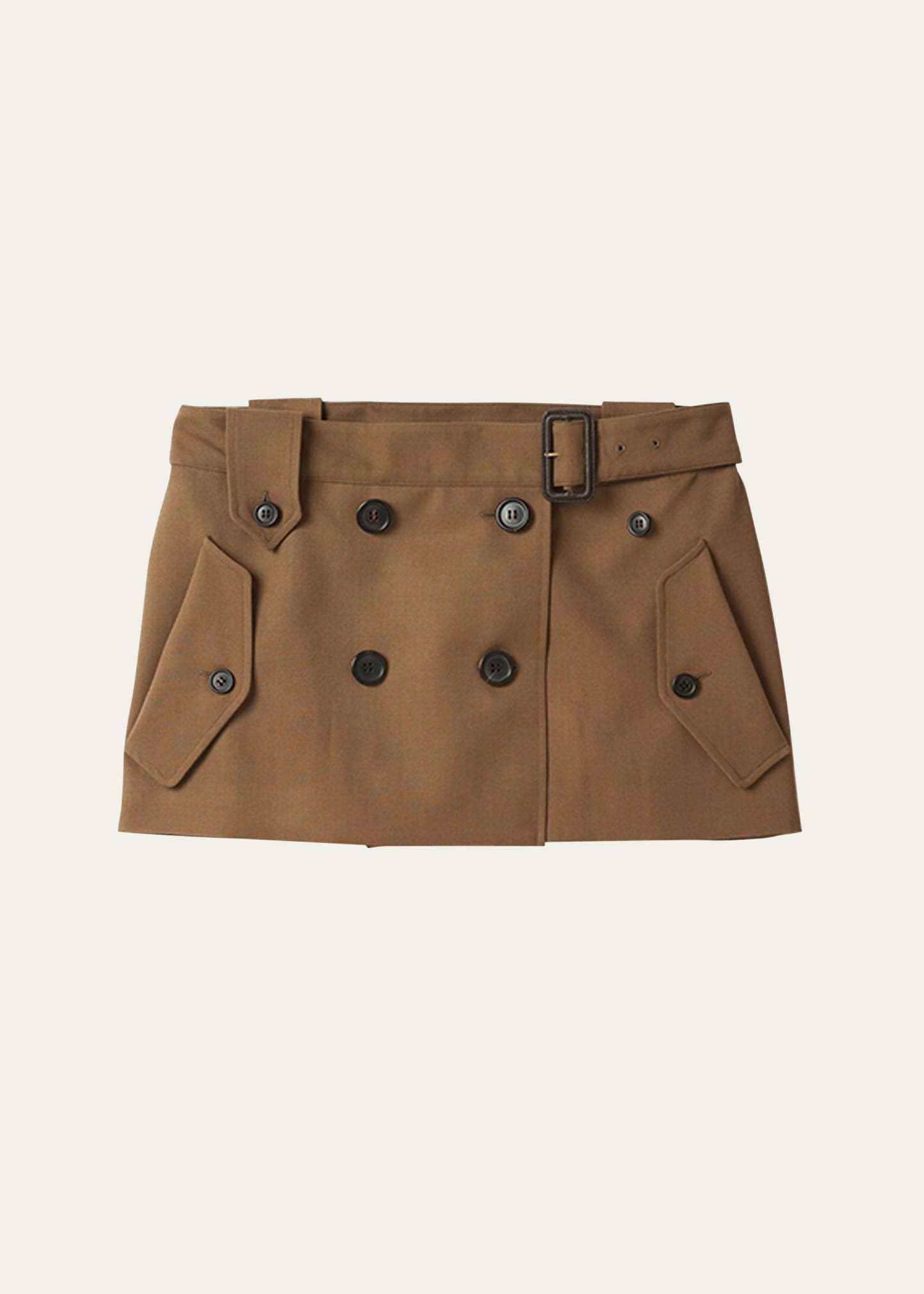 Shop Miu Miu Buttoned Wool Belted Mini Skirt In F0594 Sughero