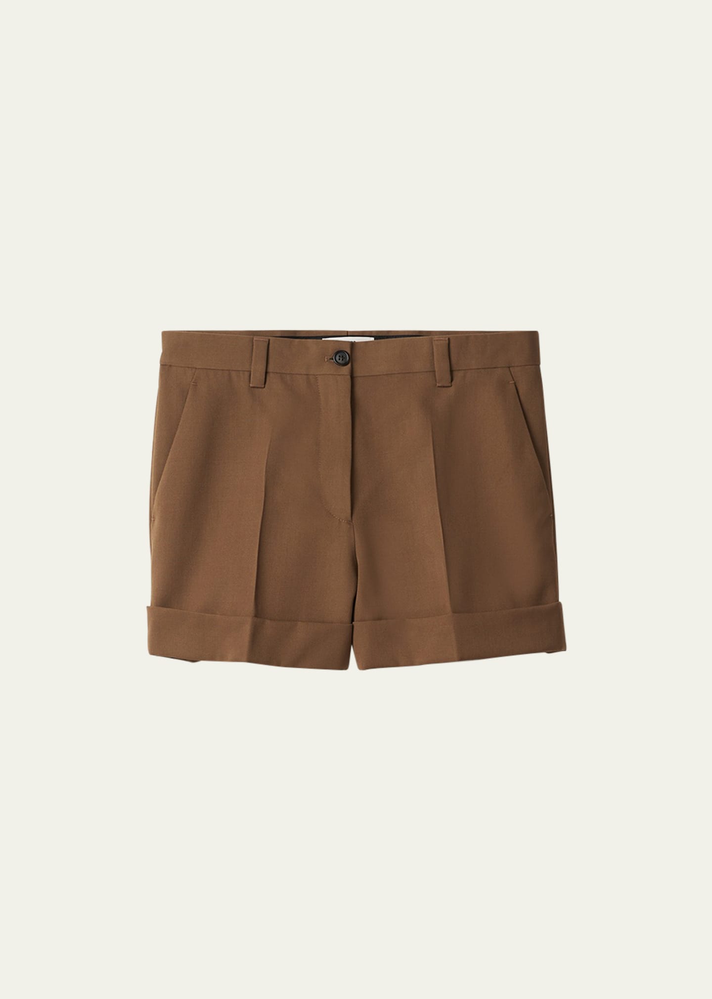 Miu Miu Bermuda Shorts In Wool Gabardine In F0594 Sughero