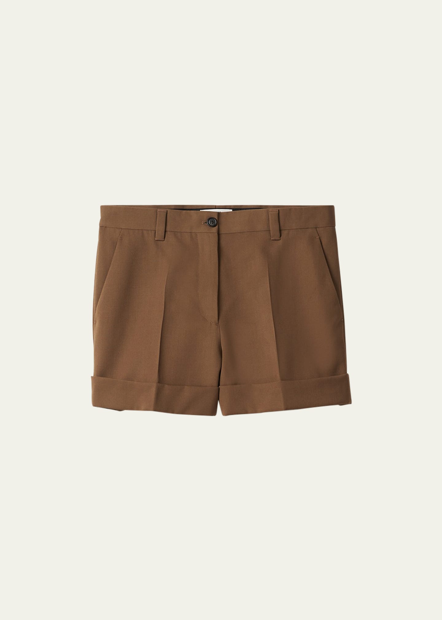 Shop Miu Miu Logo Gabardine Low-waist Bermuda Shorts In F0594 Sughero