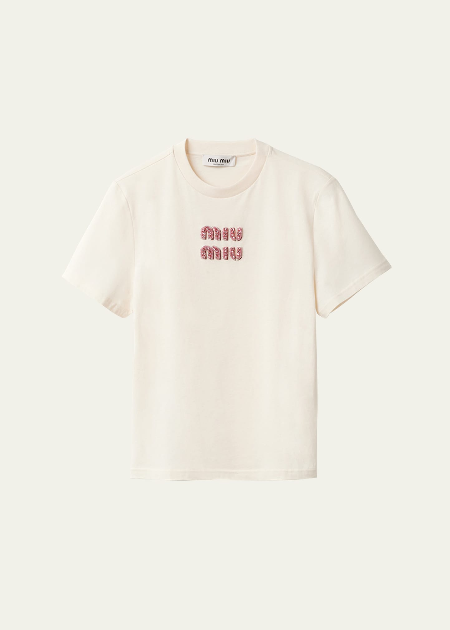 Miu Miu Jersey T-shirt In Tan / Pink