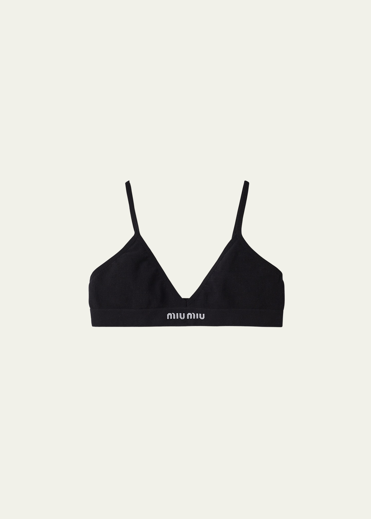 Miu Miu Seamless Triangle Cotton Bra In F0002 Nero