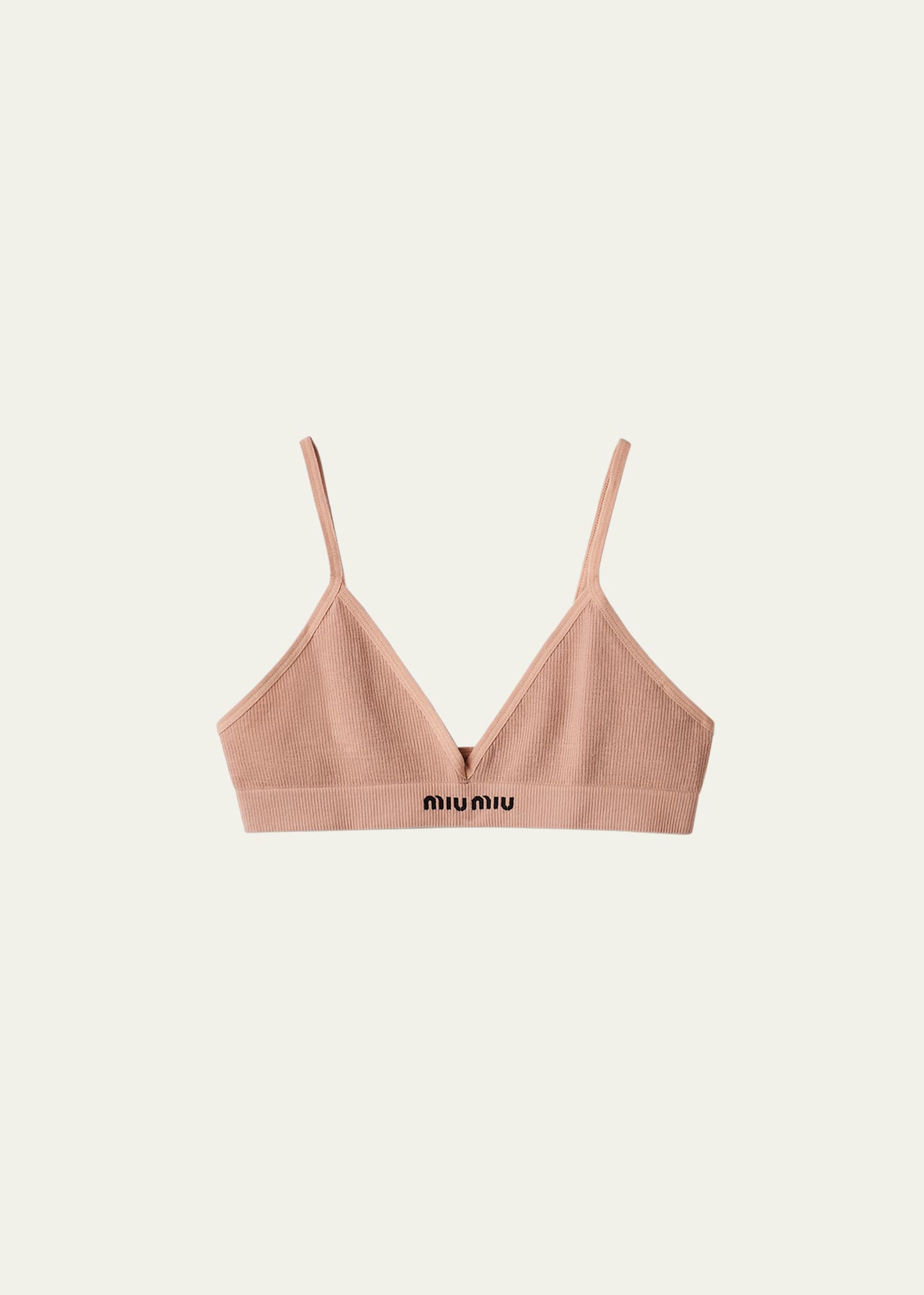 Shop Miu Miu Seamless Jacquard Logo Bra Top In F0a48 Nudo