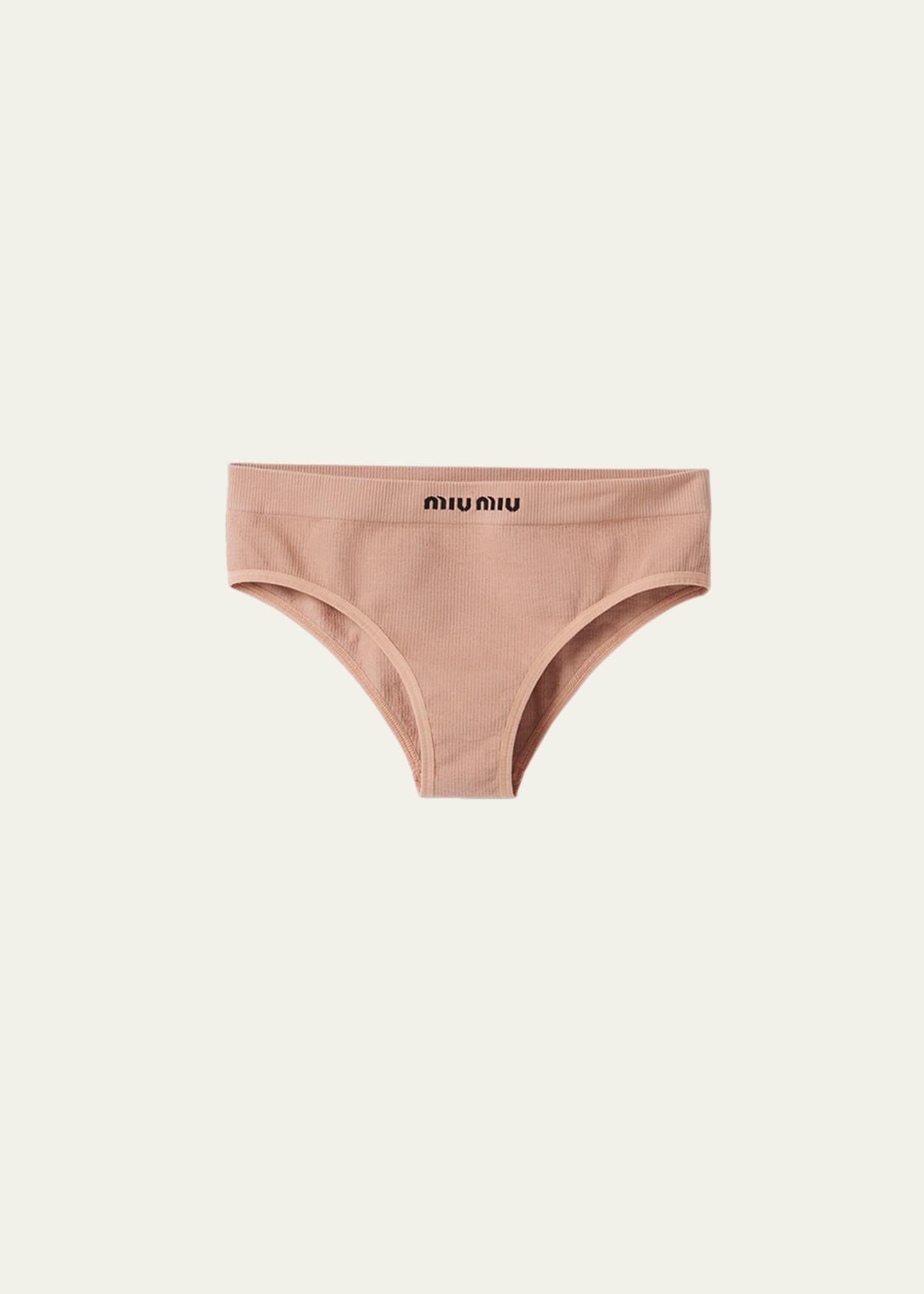 Miu Miu Logo-waistband Seamless Briefs In F0a48 Nudo