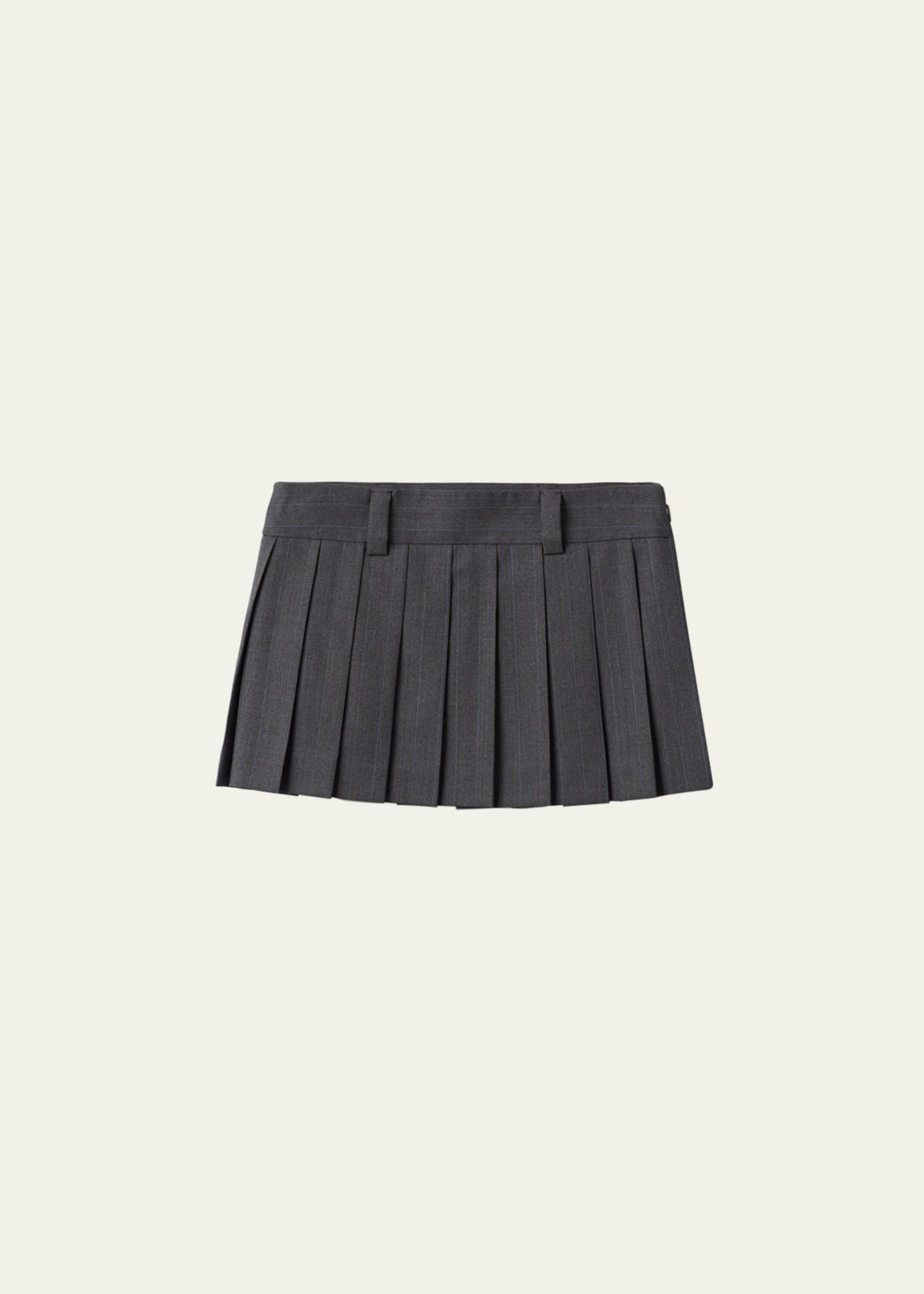 Miu Miu Pinstripe Low-waist Pleated Wool Mini Skirt In F0480 Ardesia