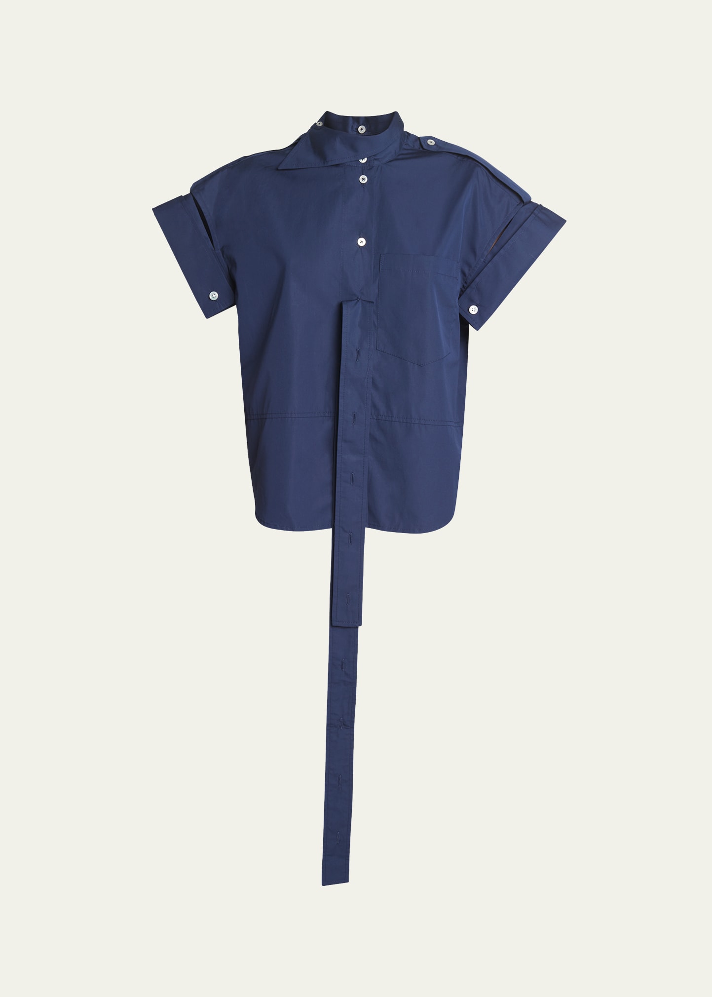 Shop Meryll Rogge Deconstructed Short Sleeve Shirt In Navy