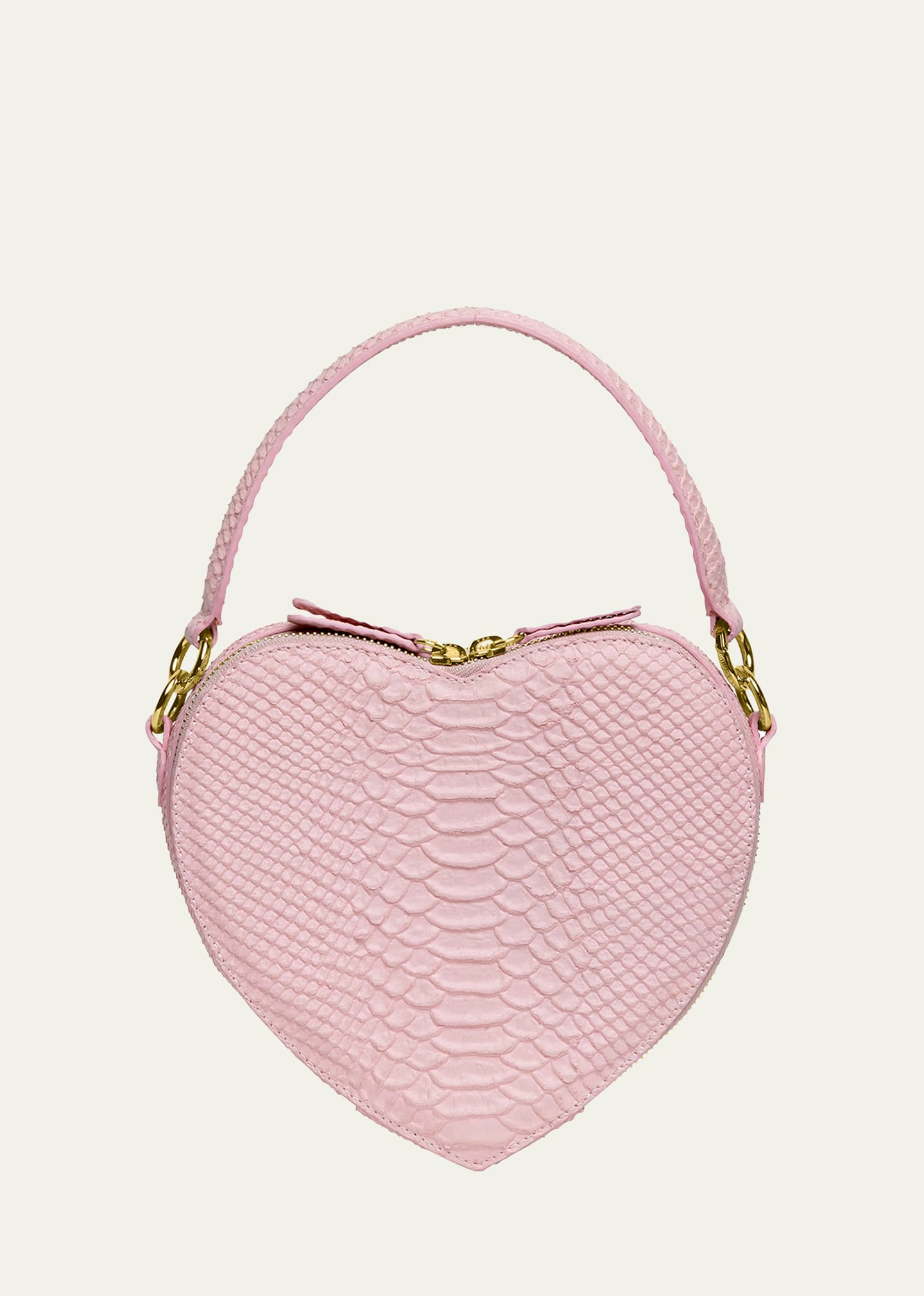Liselle Kiss Harley Heart Python-embossed Top-handle Bag In Pink