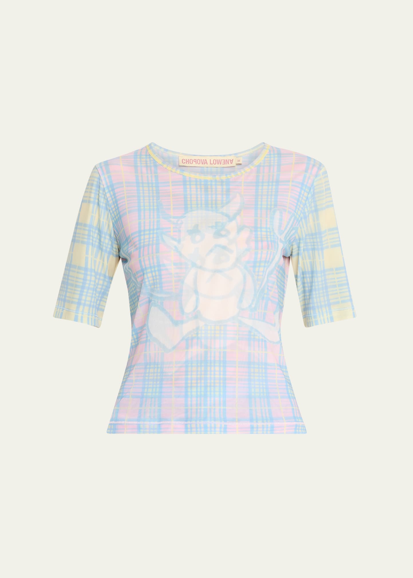 Shop Chopova Lowena Tartan Devil Mesh T-shirt In Multi