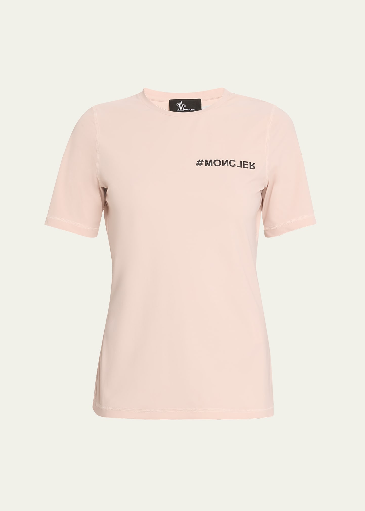 Moncler Technical Jersey Logo T-shirt In Pastel Pink
