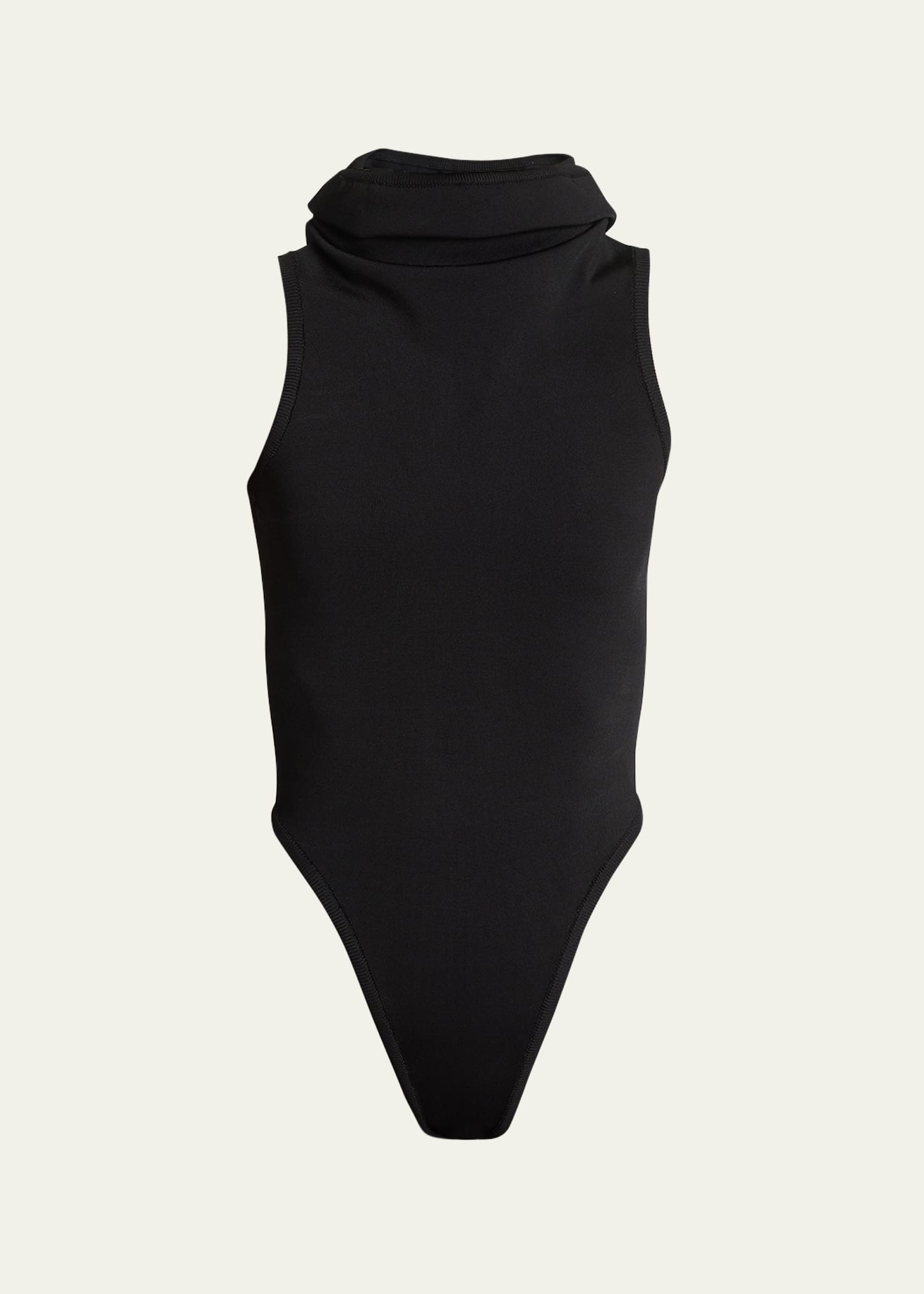 Shop Alaïa Sleeveless Hooded Bodysuit In Noir Alaia