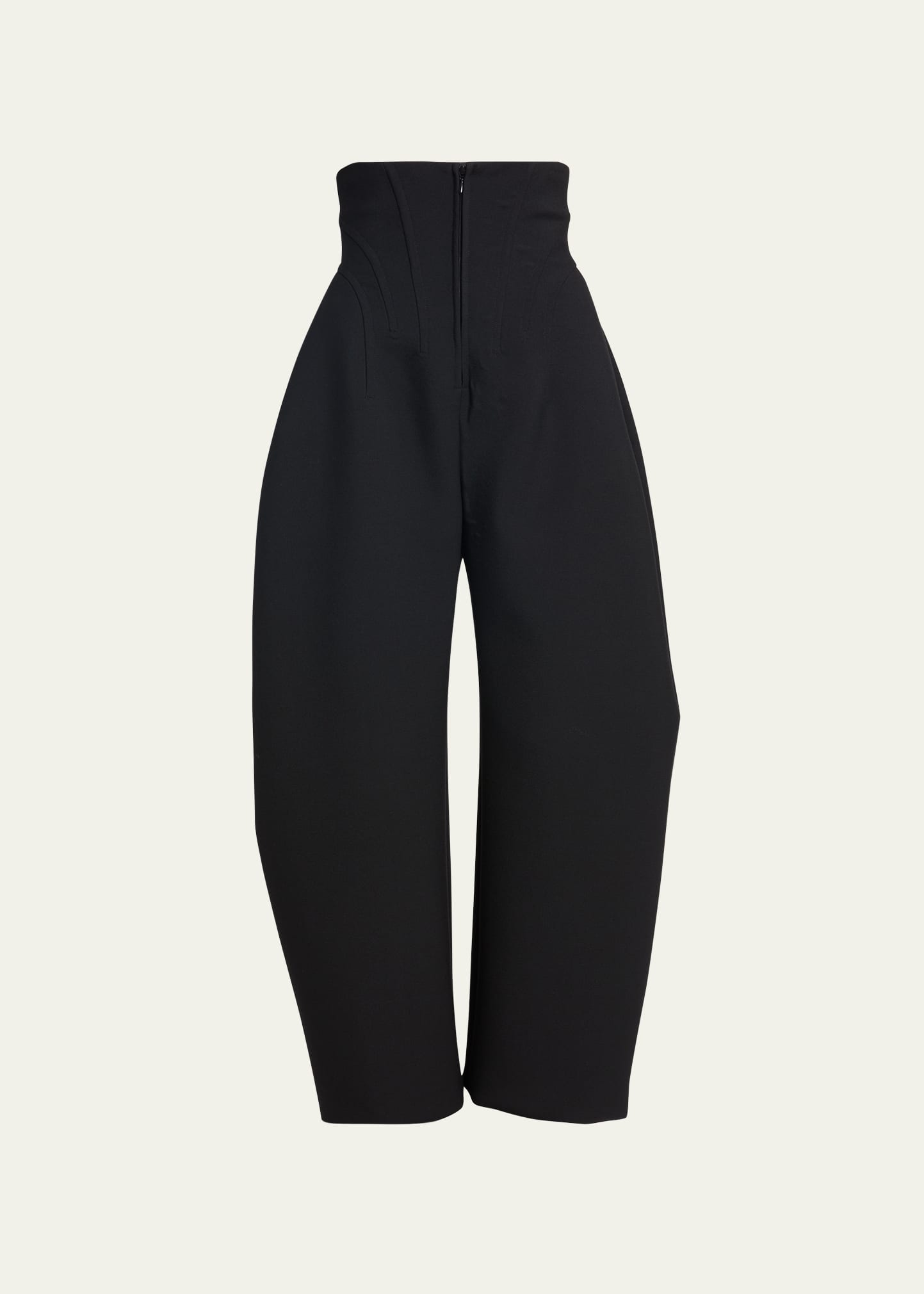 Shop Alaïa Harness Corset Zip Front Wool Trousers In Noir Alaia