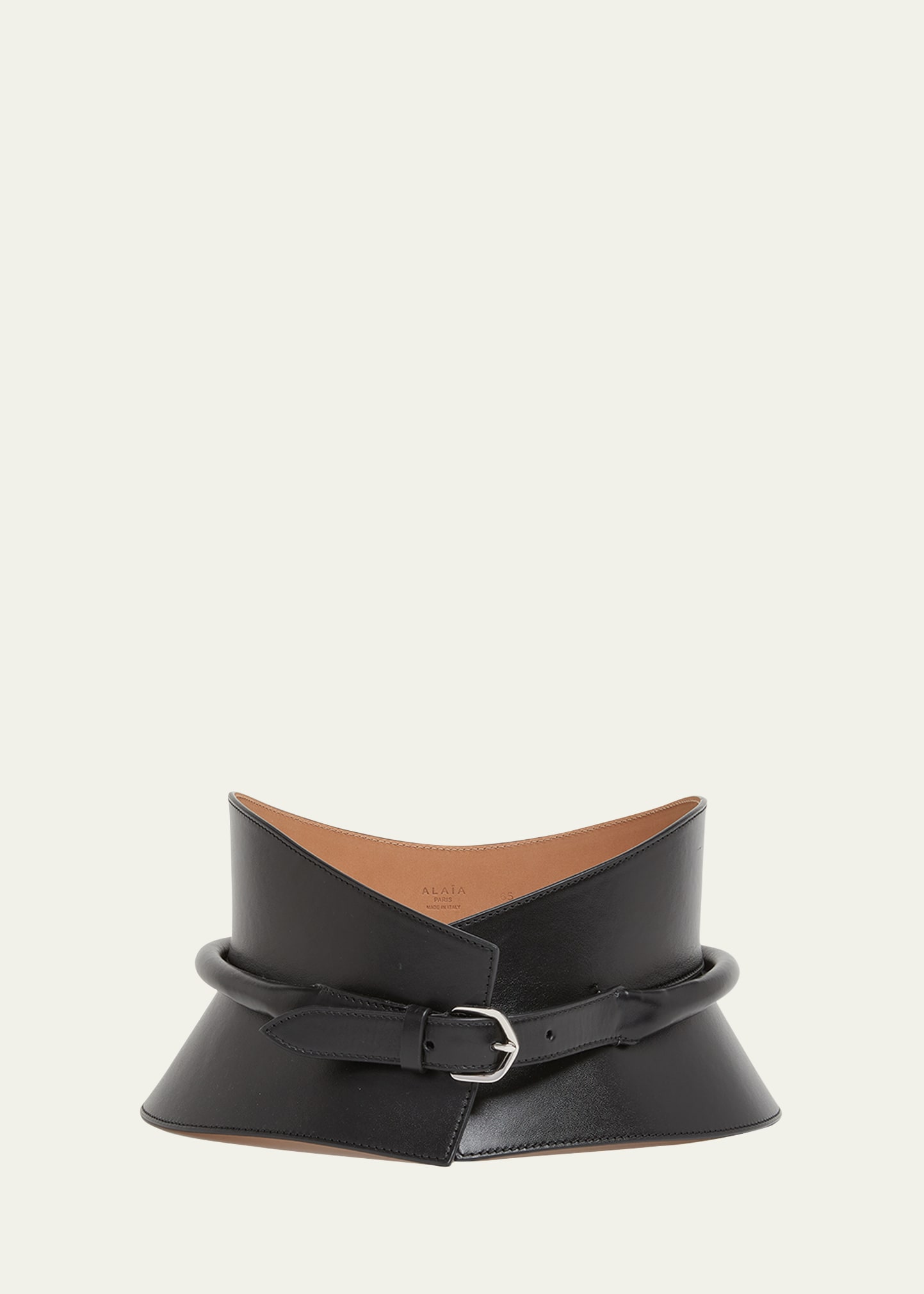 Alaïa Wide Bustier Leather Buckle Belt In Noir
