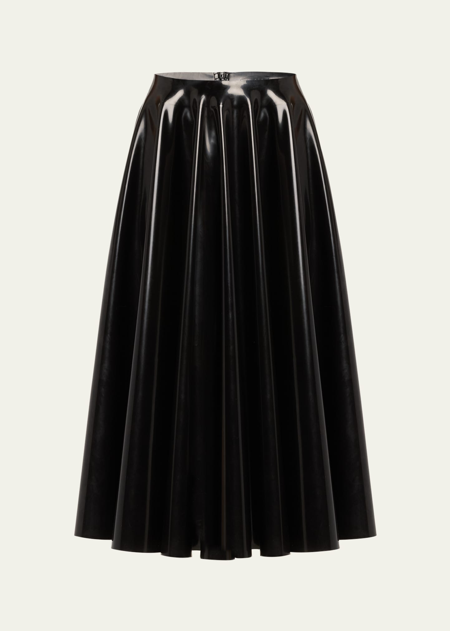 Shop Alaïa Latex Flared Midi Skirt In Noir Alaia