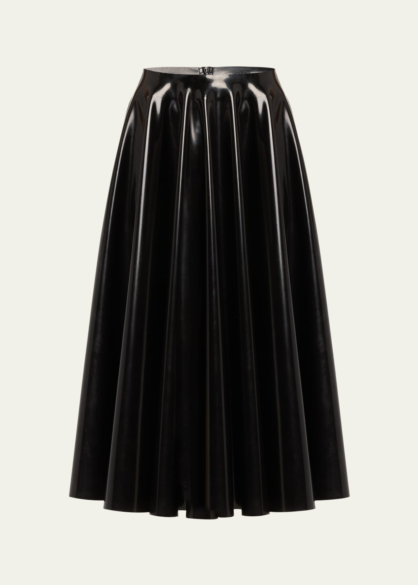 Alaïa Latex Midi Skirt In Noir Alaia