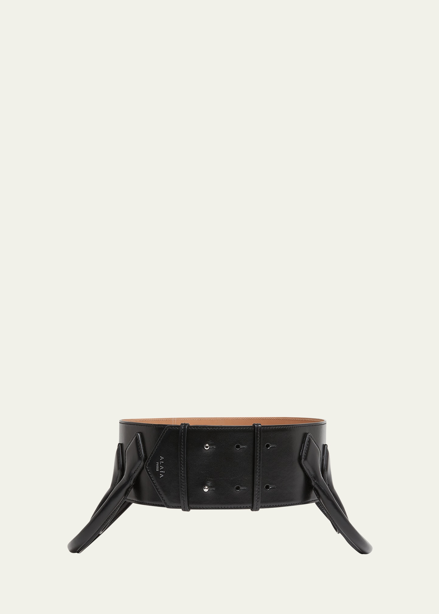 Alaïa Wide Teckel Double Handle Leather Belt In Noir