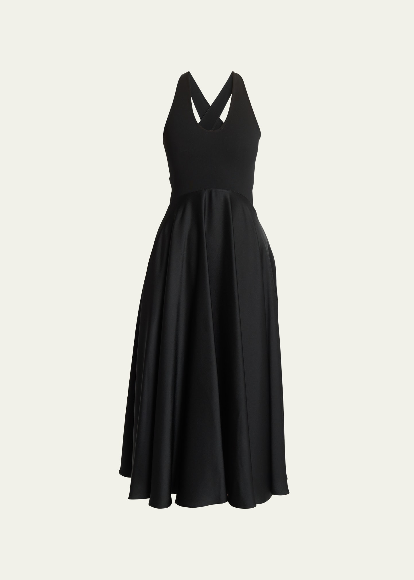 Shop Alaïa Crossover Open-back Sleeveless Midi Dress In Noir Alaia