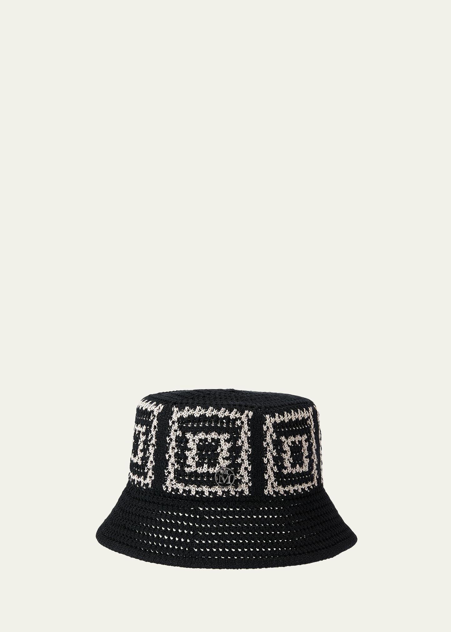 Maison Michel Axel Knit Bucket Hat In Beige Black