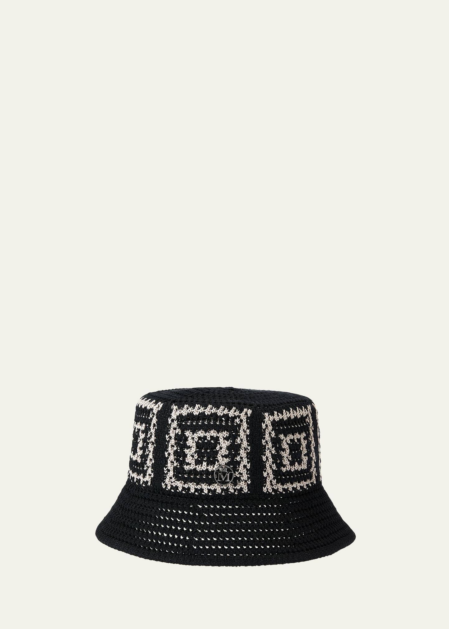 Shop Maison Michel Axel Knit Bucket Hat In Beige Black