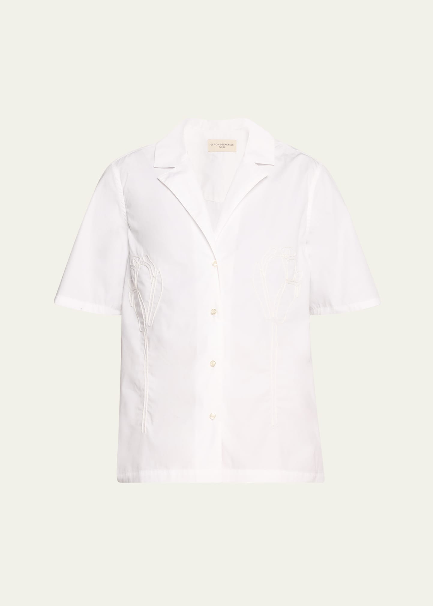 Shop Officine Generale Page Short-sleeve Embroidered Tulip Top In White