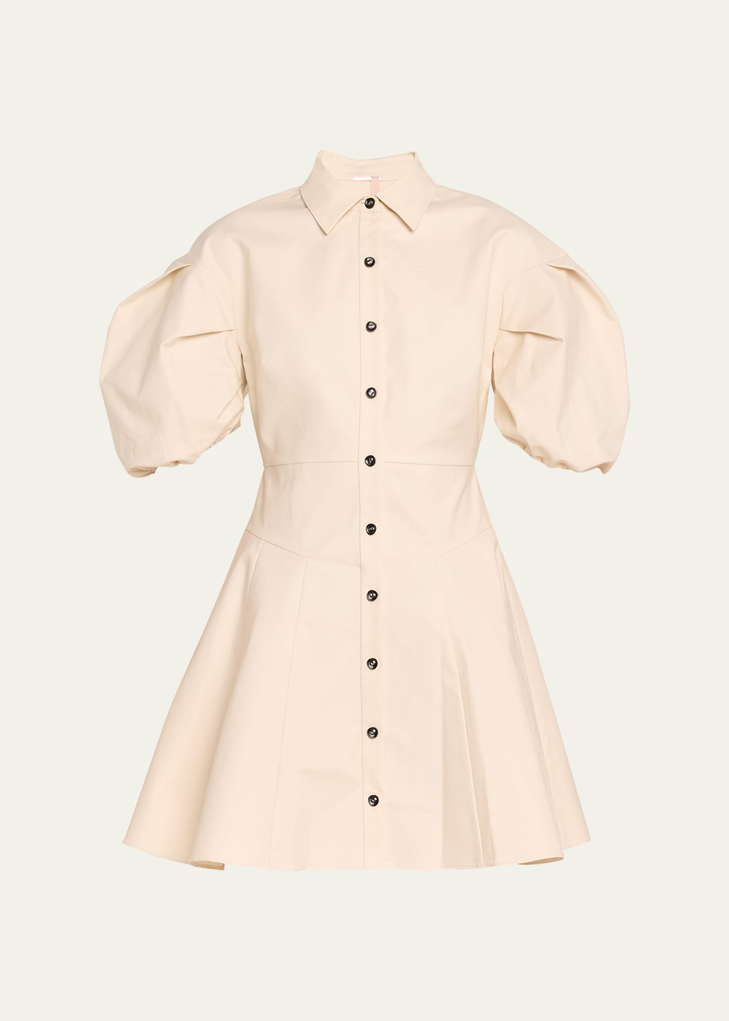 Shop Alexis Joan Puff-sleeve Fit & Flare Button-front Mini Dress In Cream