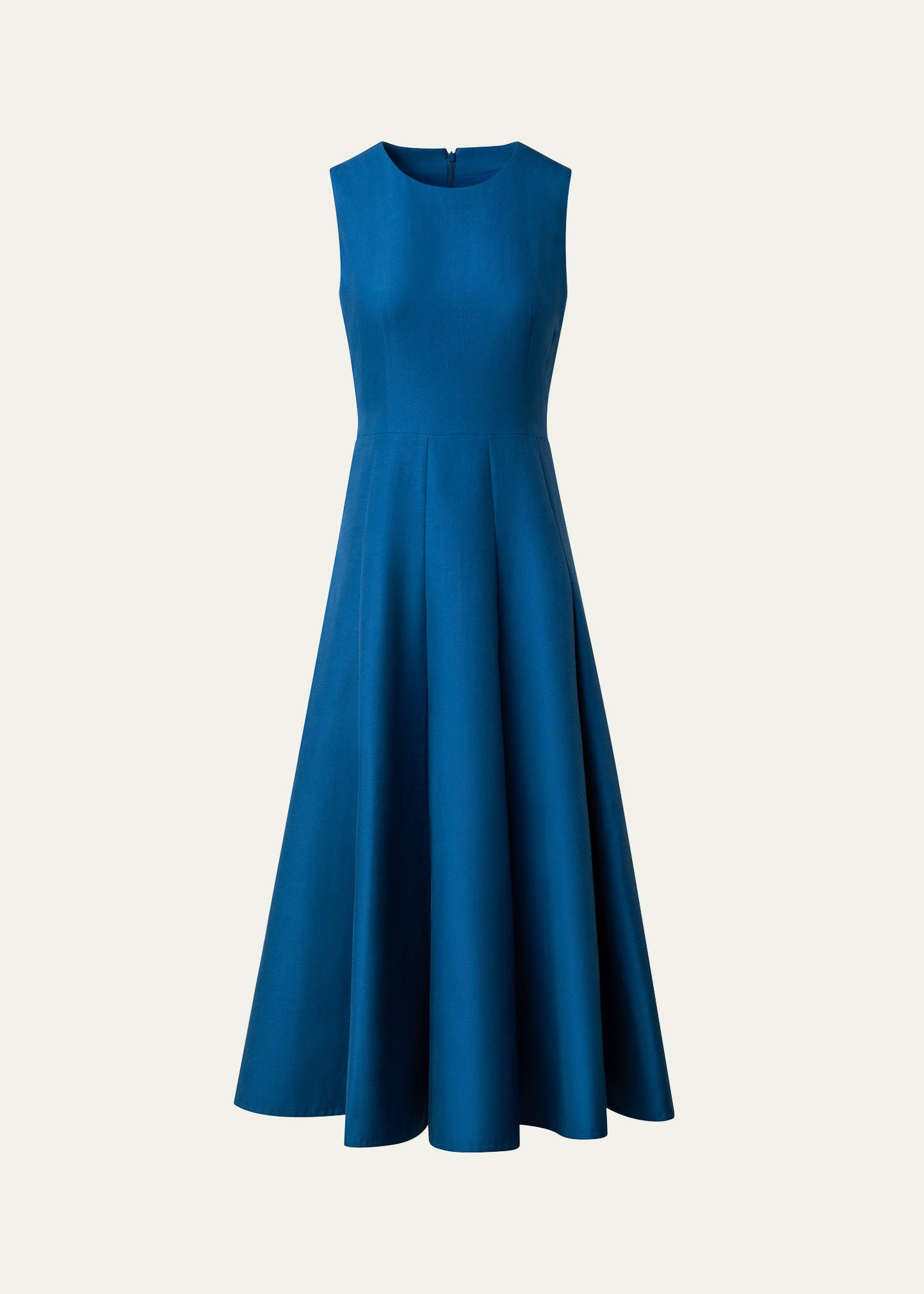 Akris Cotton Silk Flared Midi Dress In Blue