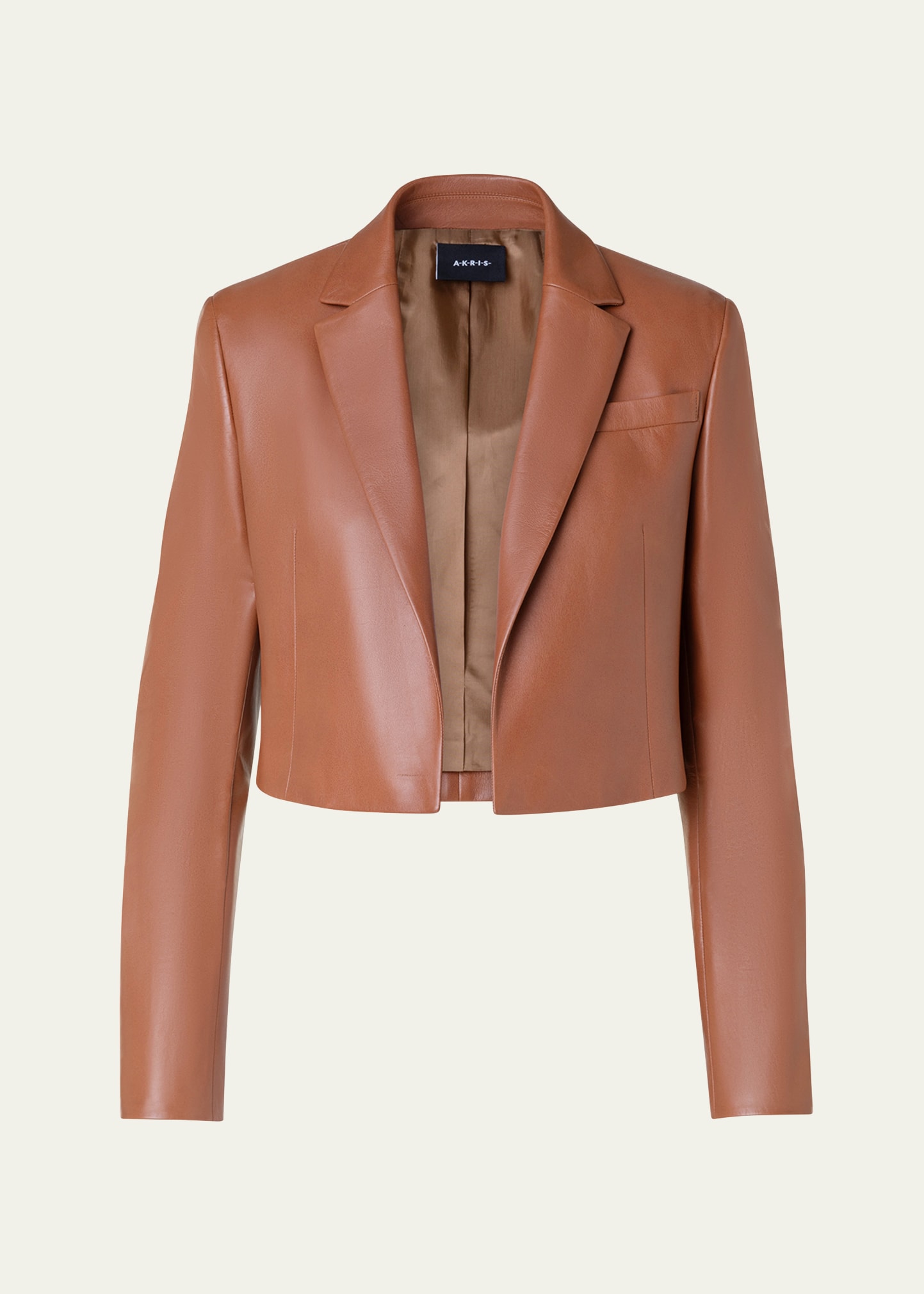 Shop Akris Gian Leather Short Jacket In Vicuna