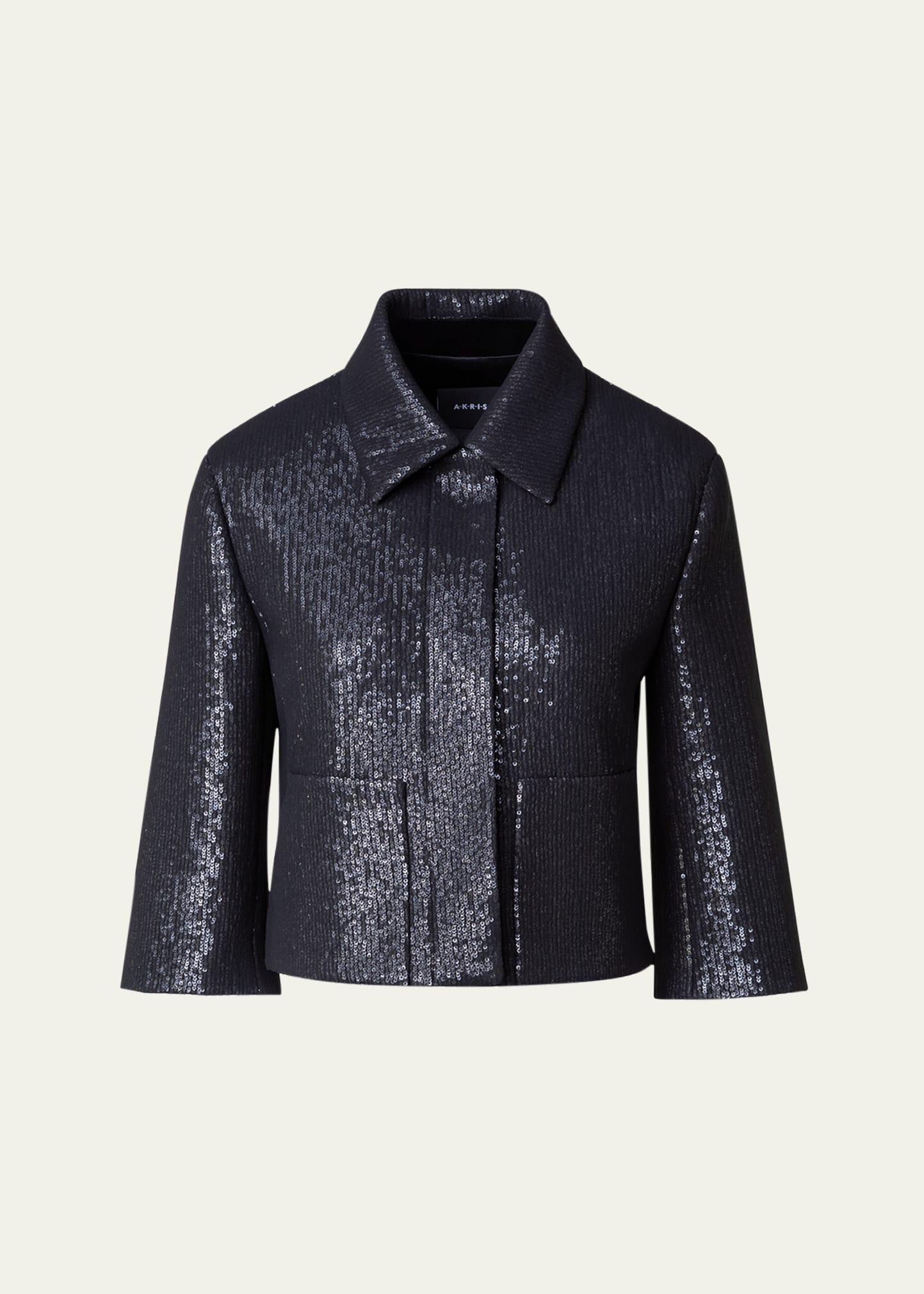 Akris Winslow Silk Chiffon Sequin Short Jacket In Black