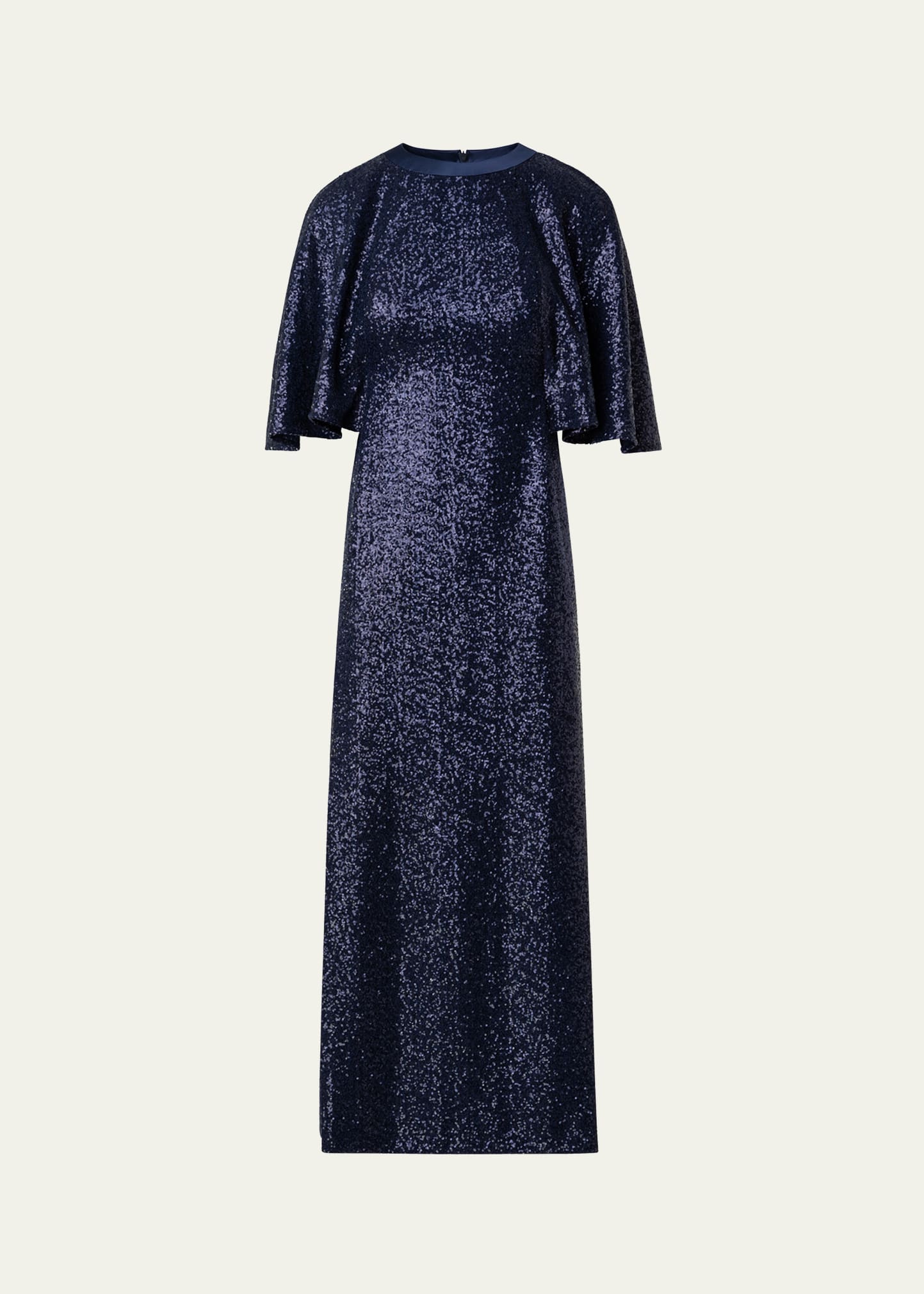 Akris Sequin Jersey Cape Dress In Navy