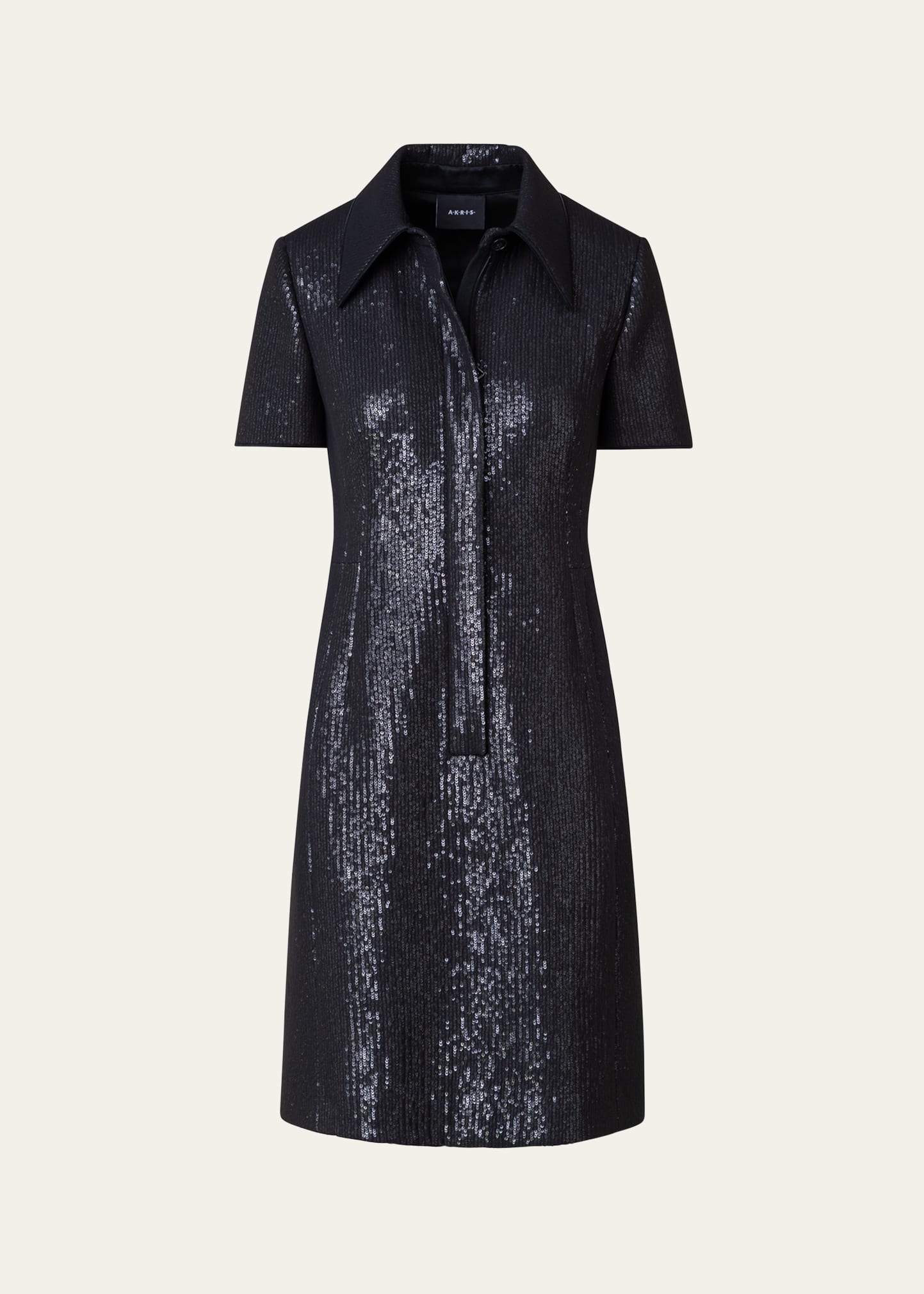 Akris Sequined Chiffon Mini Dress In Black