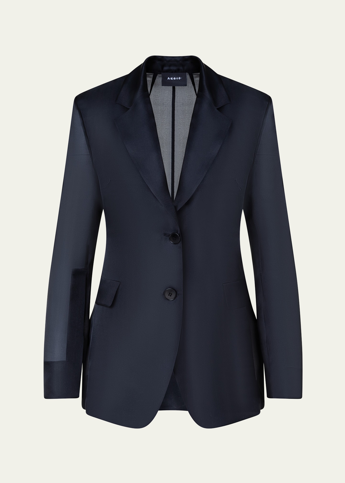 Akris Taddeo Sheer Silk Gauze Tailored Blazer Jacket In Black