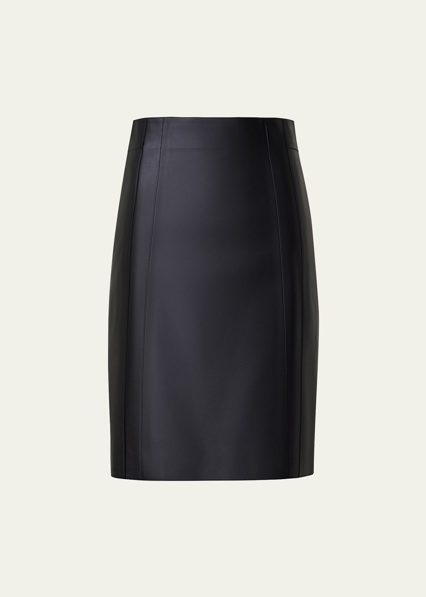 Shop Akris Lambskin Leather Short Pencil Skirt In Black