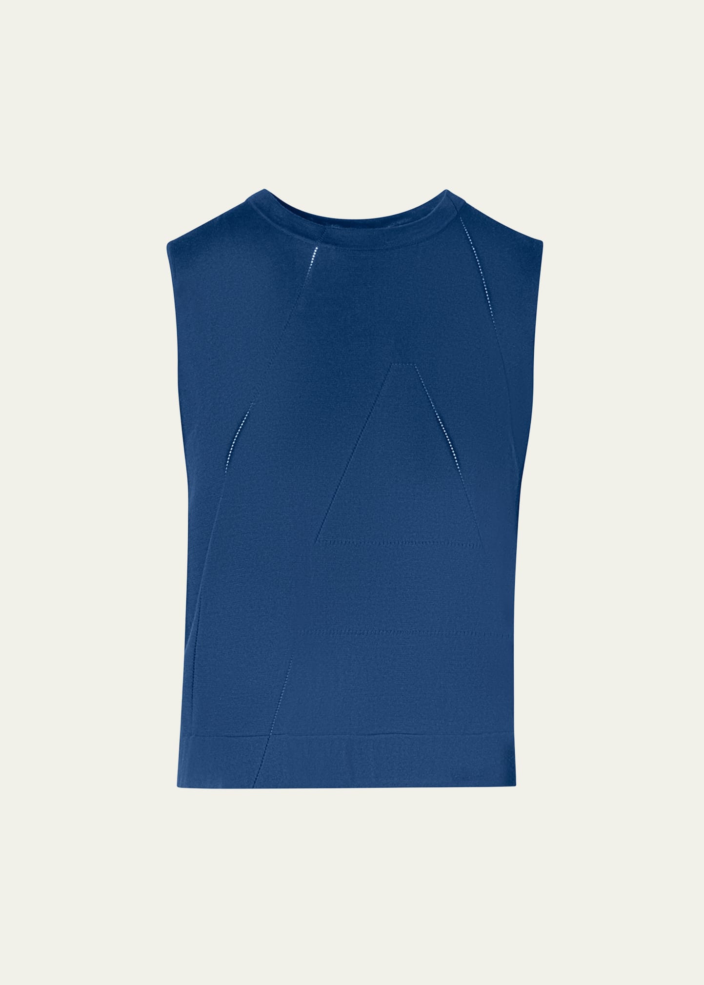 Akris A-hemstitch Sleeveless Cotton Knit Top In Blue