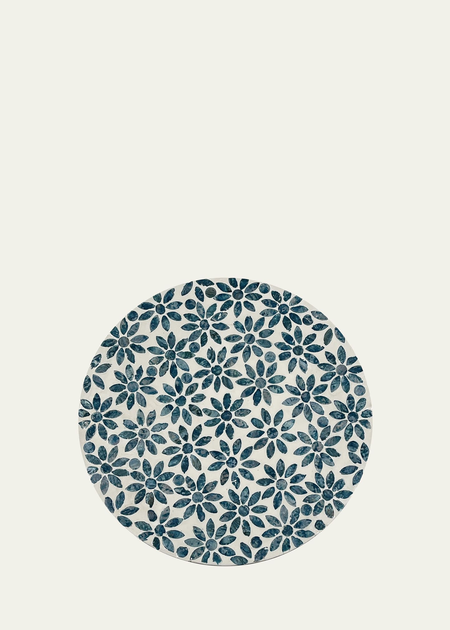 Blue Floral Shell Placemat, 15" Round