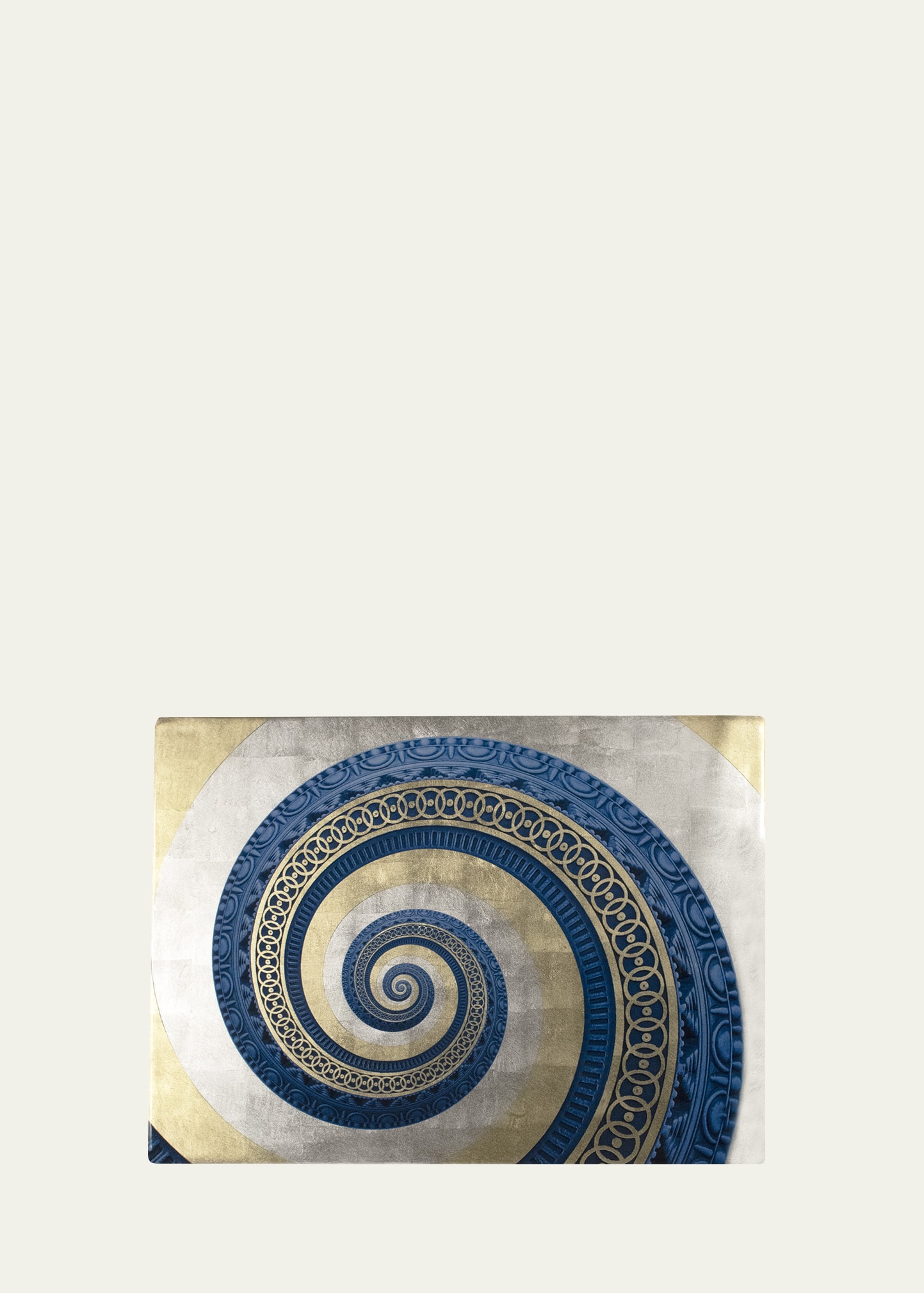 Nomi K Blue/gold/silver Spiral Lacquered Placemat, 14" X 19"