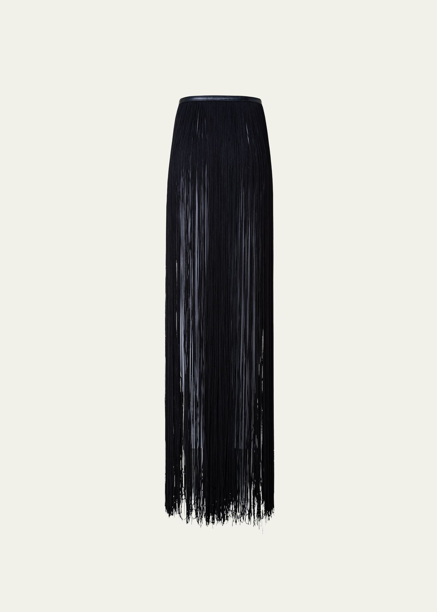 Akris Thin Leather Belt With Long Fringes In Black