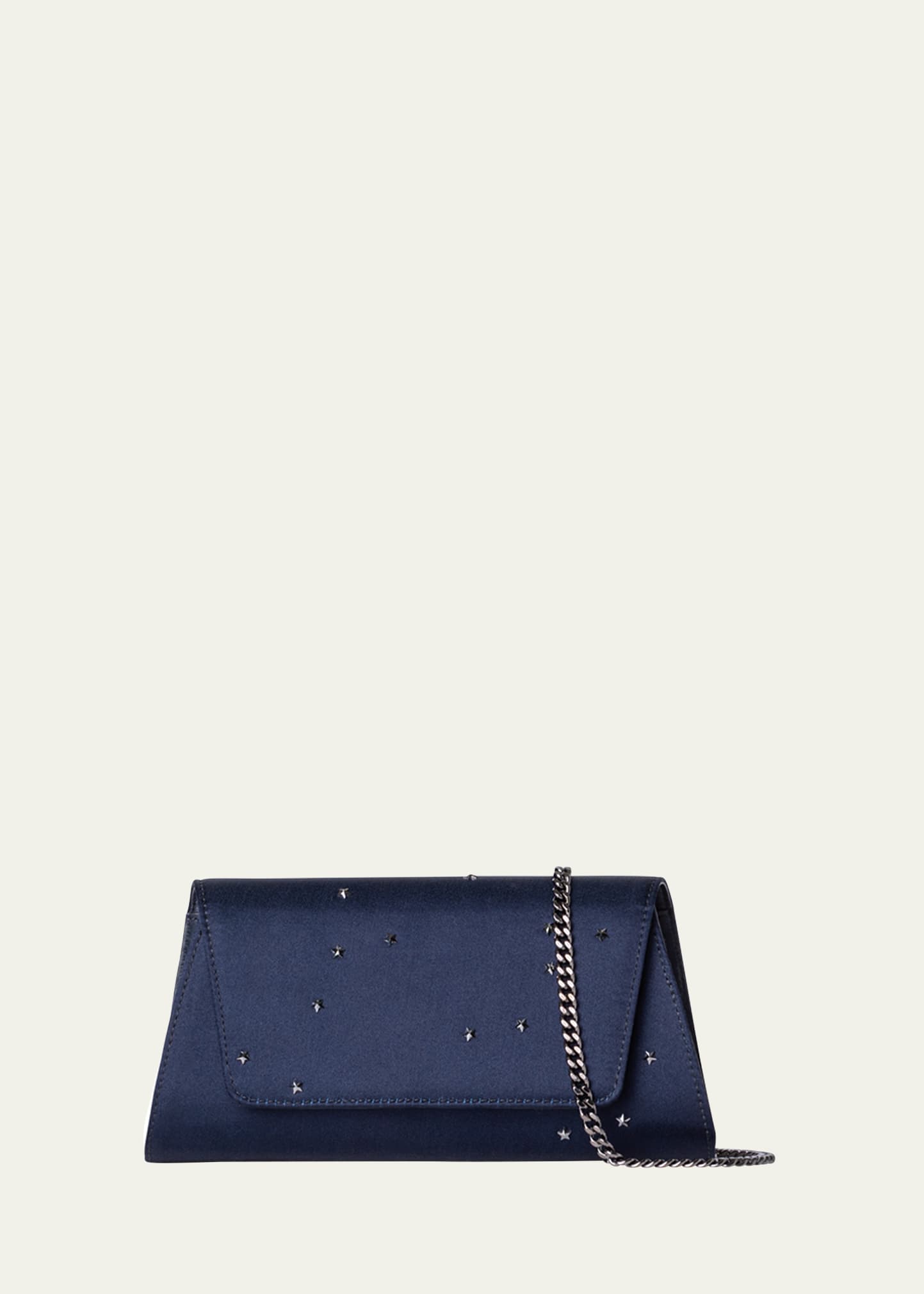 AKRIS ANOUK SMALL STAR EMBELLISHED SATIN CLUTCH BAG 