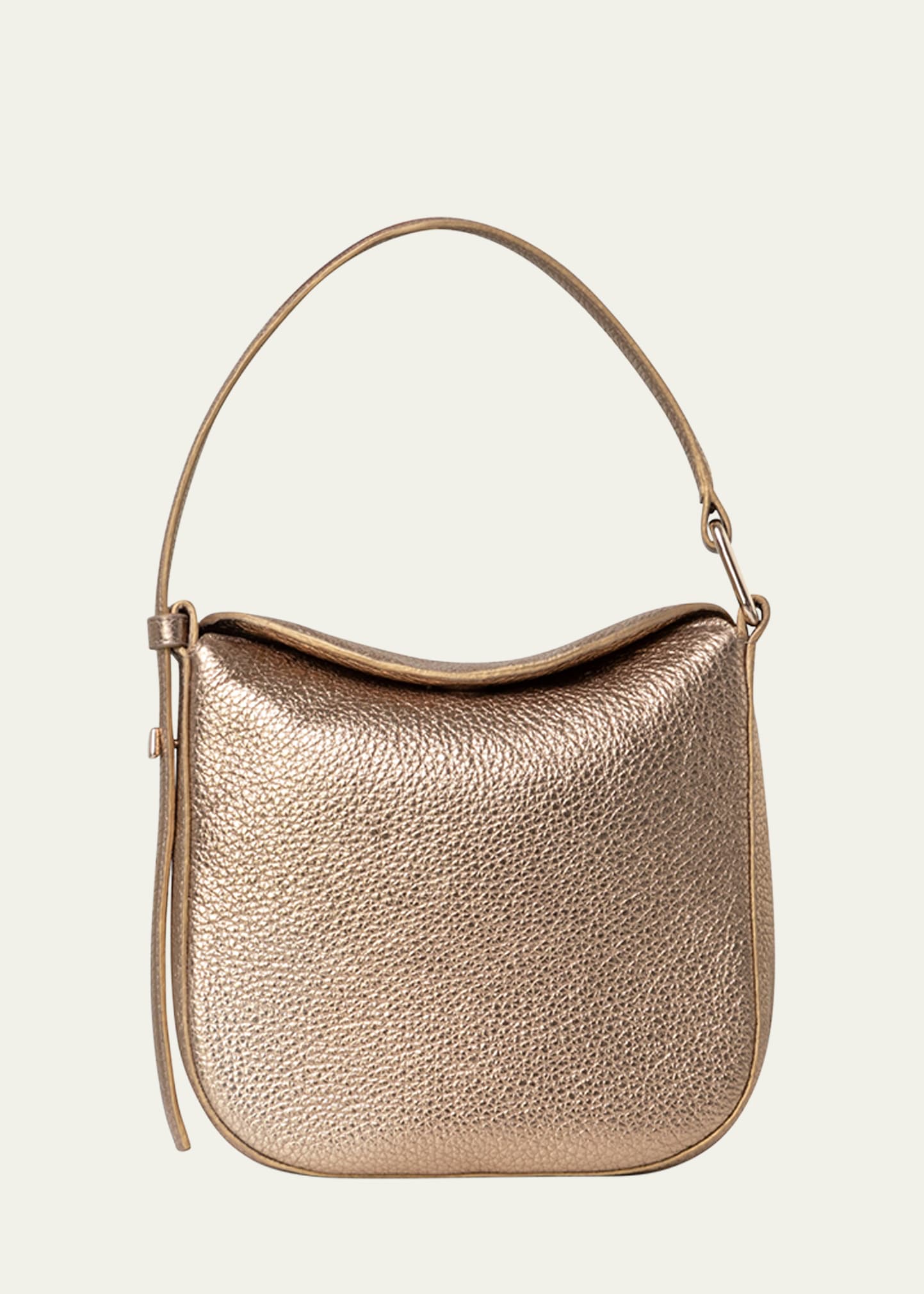 Shop Akris Anna Mini Metallic Leather Hobo Bag In Antique Gold