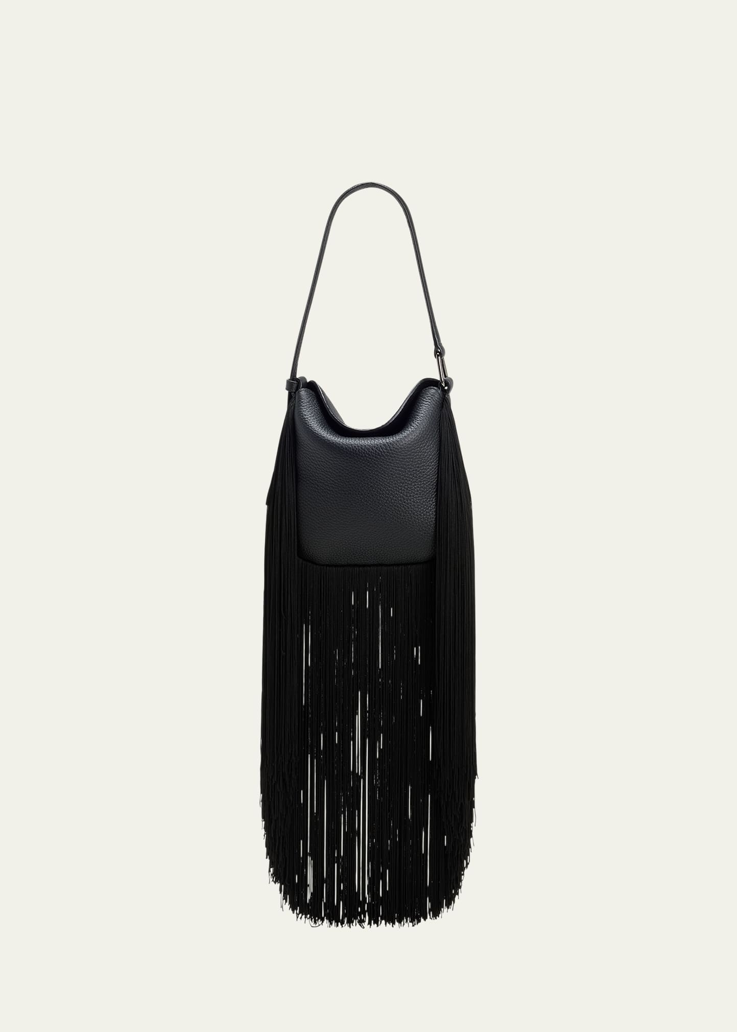 AKRIS ANNA MINI FRINGE LEATHER HOBO BAG 