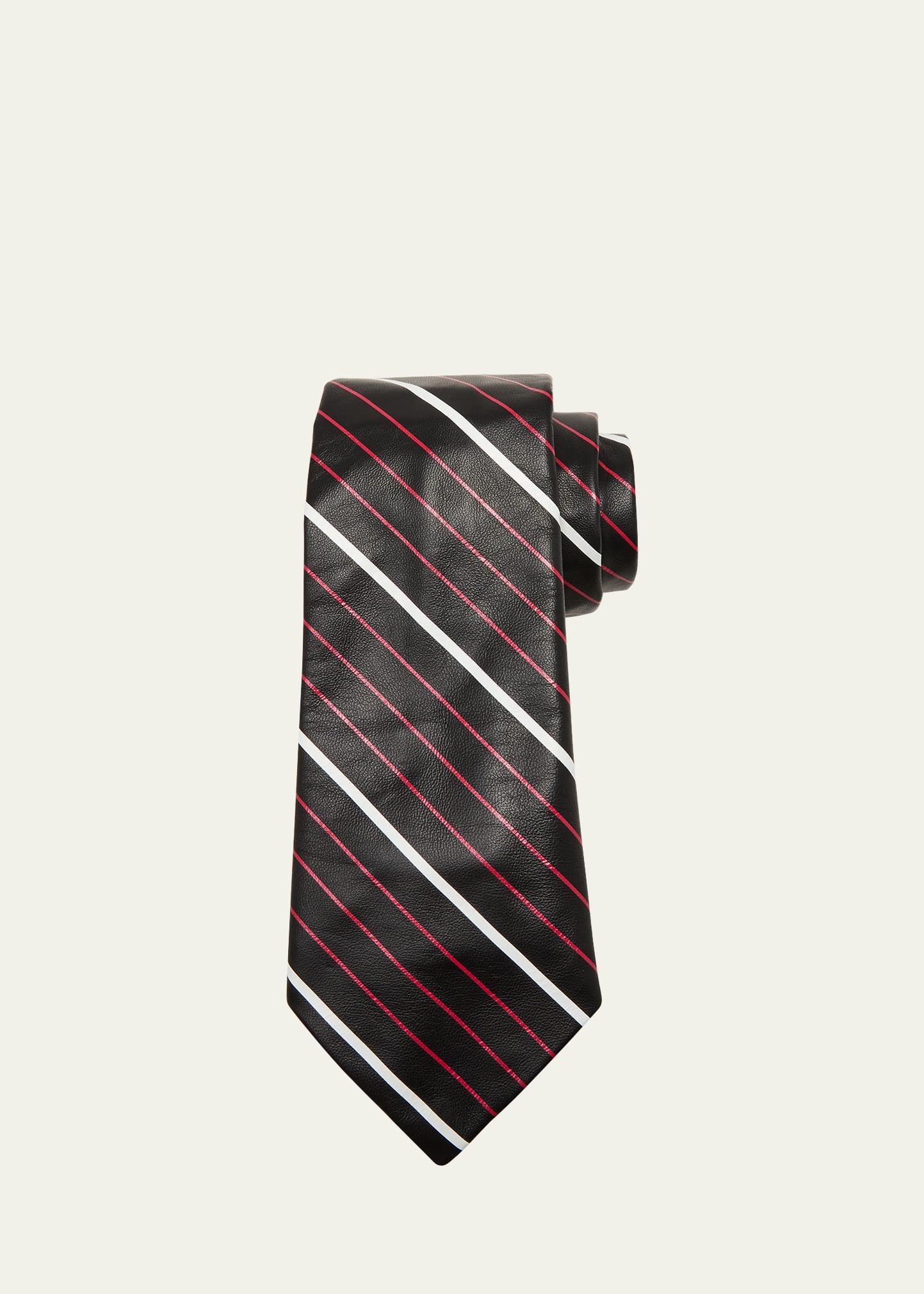 Bottega Veneta Men's Striped Leather Tie In Multi