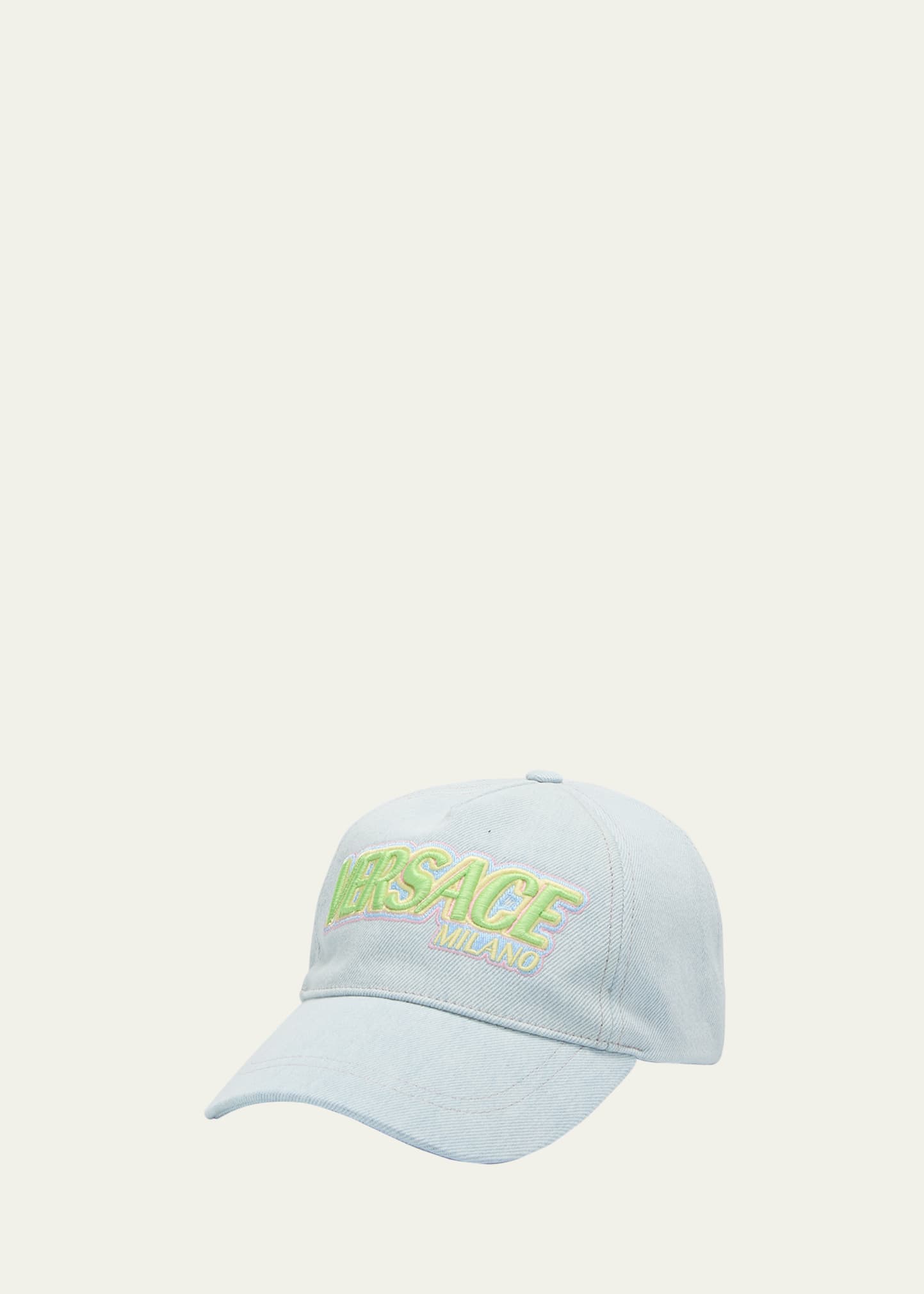Shop Versace Men's Racing Logo Embroidered Baseball Cap In Denim