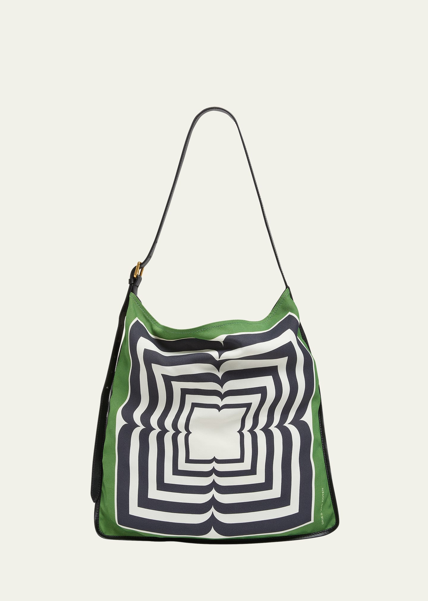Dries Van Noten Scarf Pattern Shoulder Bag In Green